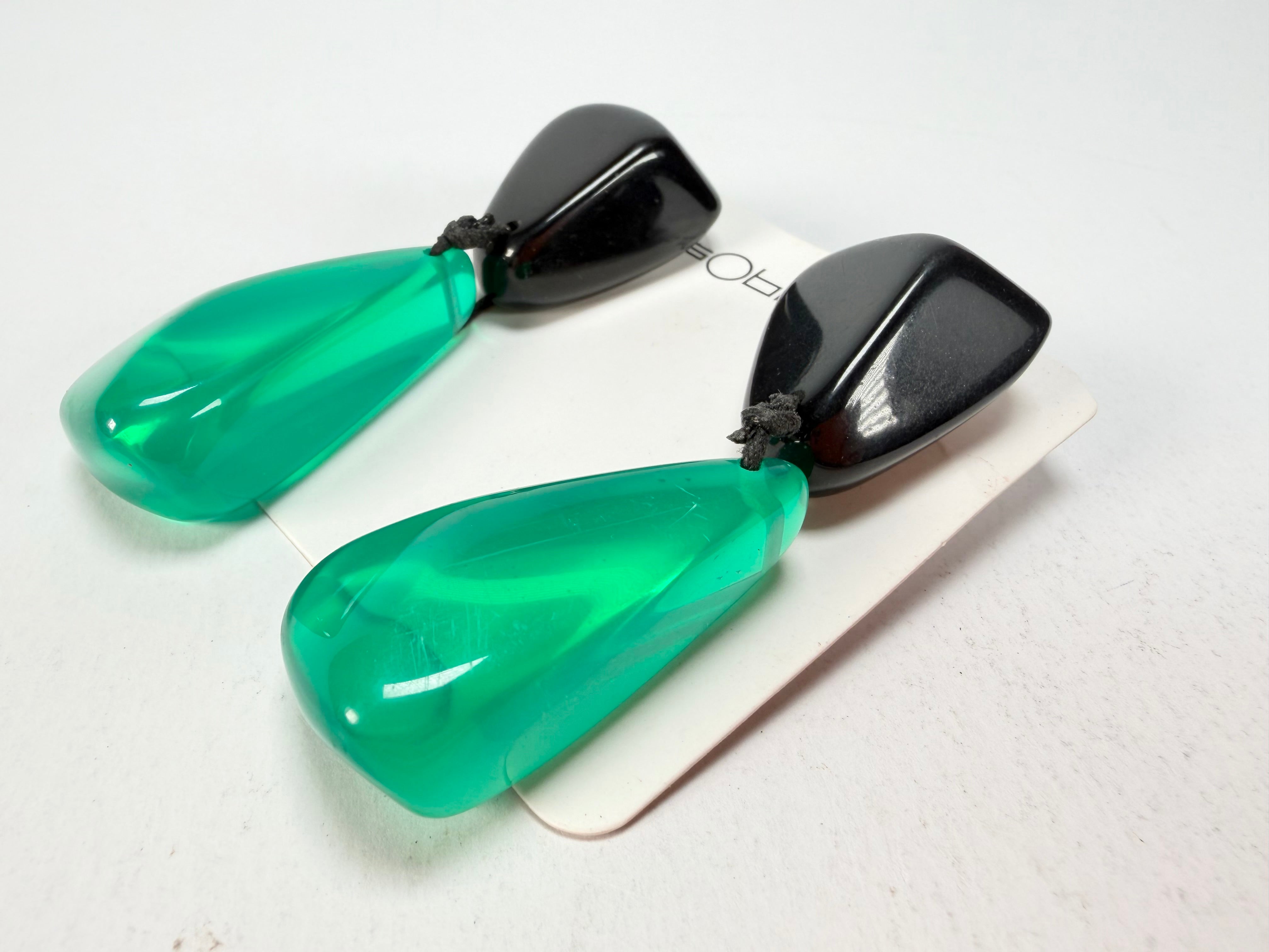 Sobral - Mix 2023 "Cusco" Black & Green Cristal Resin Earrings ( 005410 )