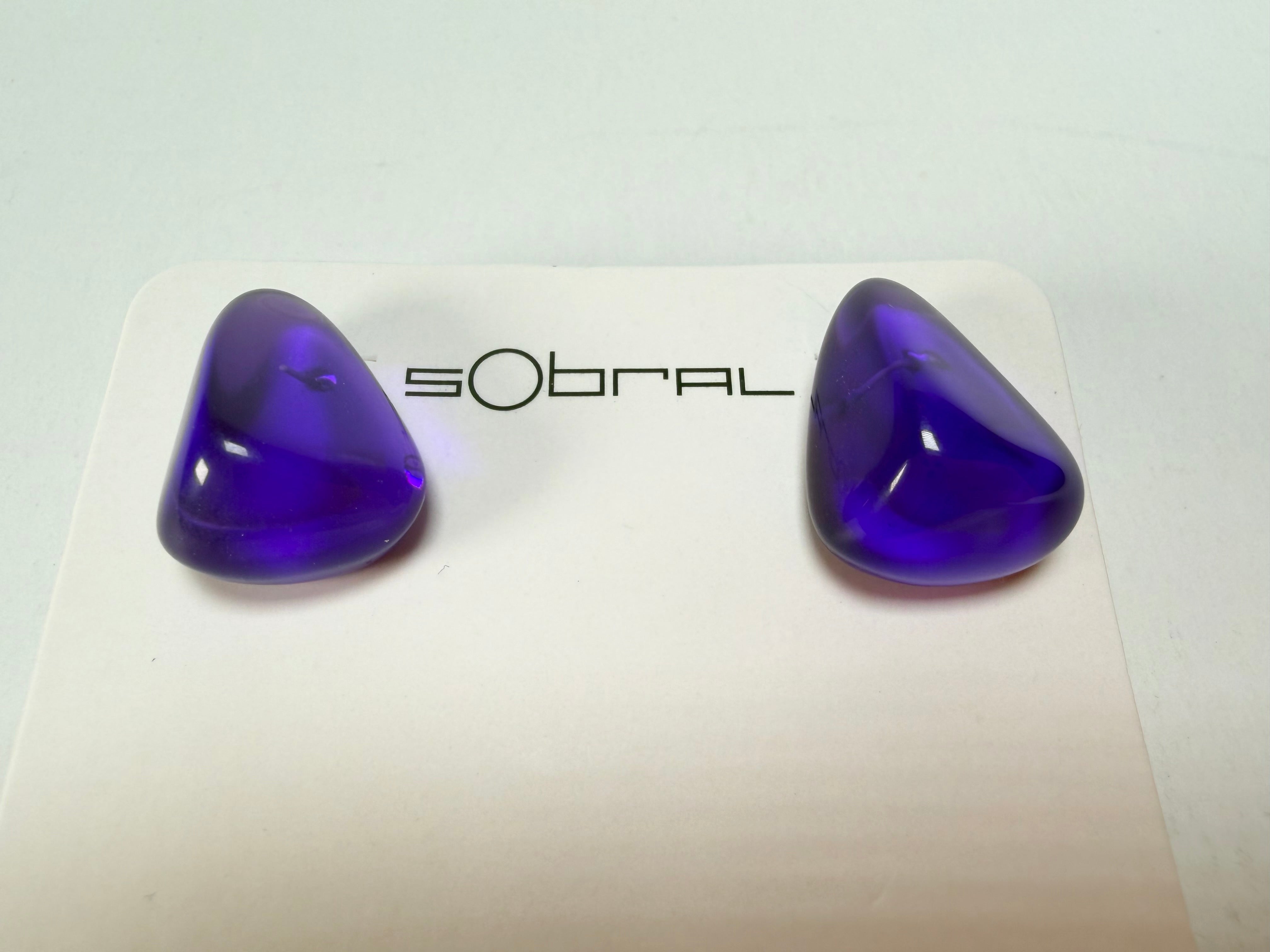 Sobral - Mix 2023 "Pequeno Diamante" Violet Cristal Resin Earrings ( 003600 )