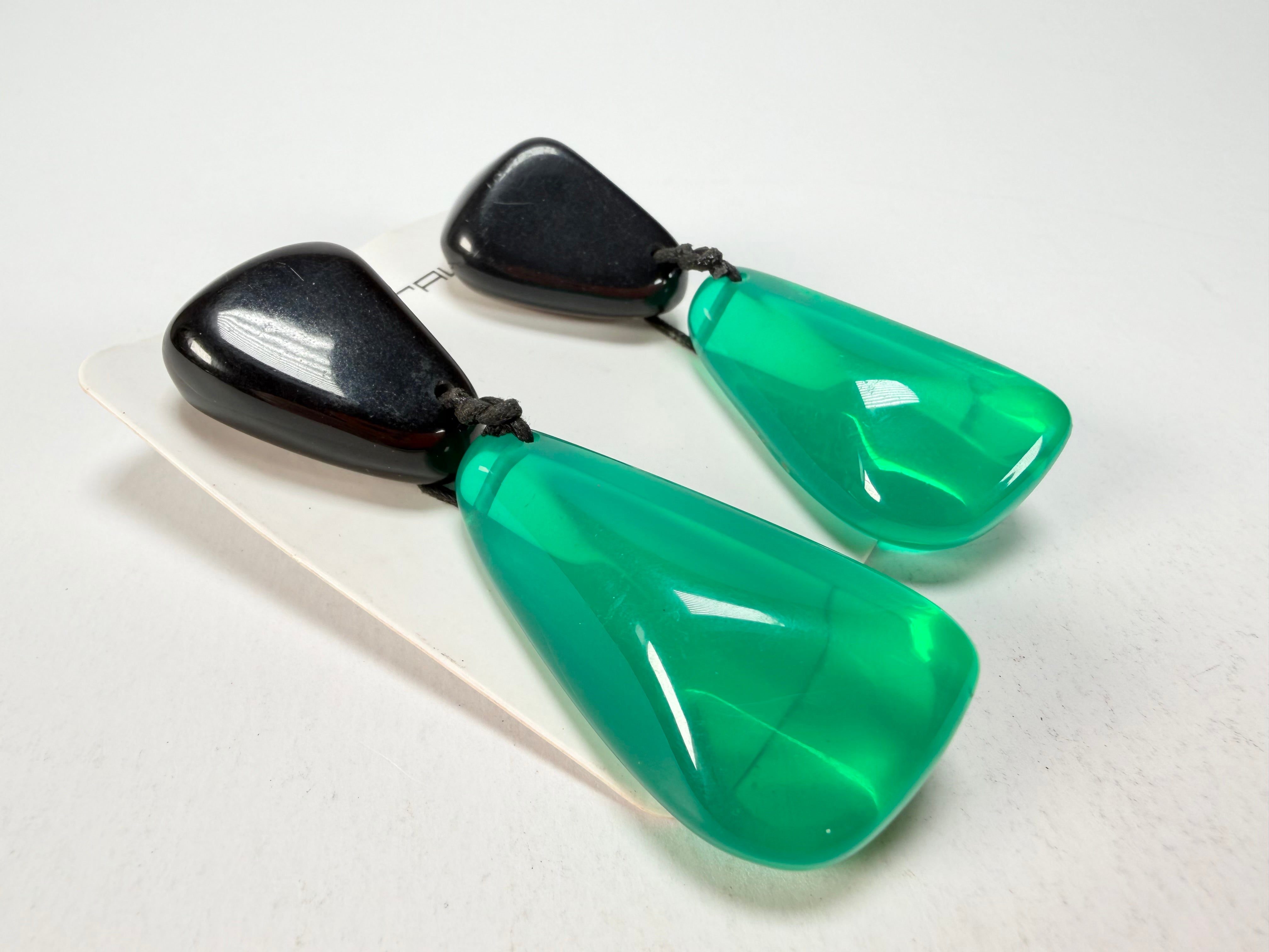 Sobral - Mix 2023 "Cusco" Black & Green Cristal Resin Earrings ( 005410 )