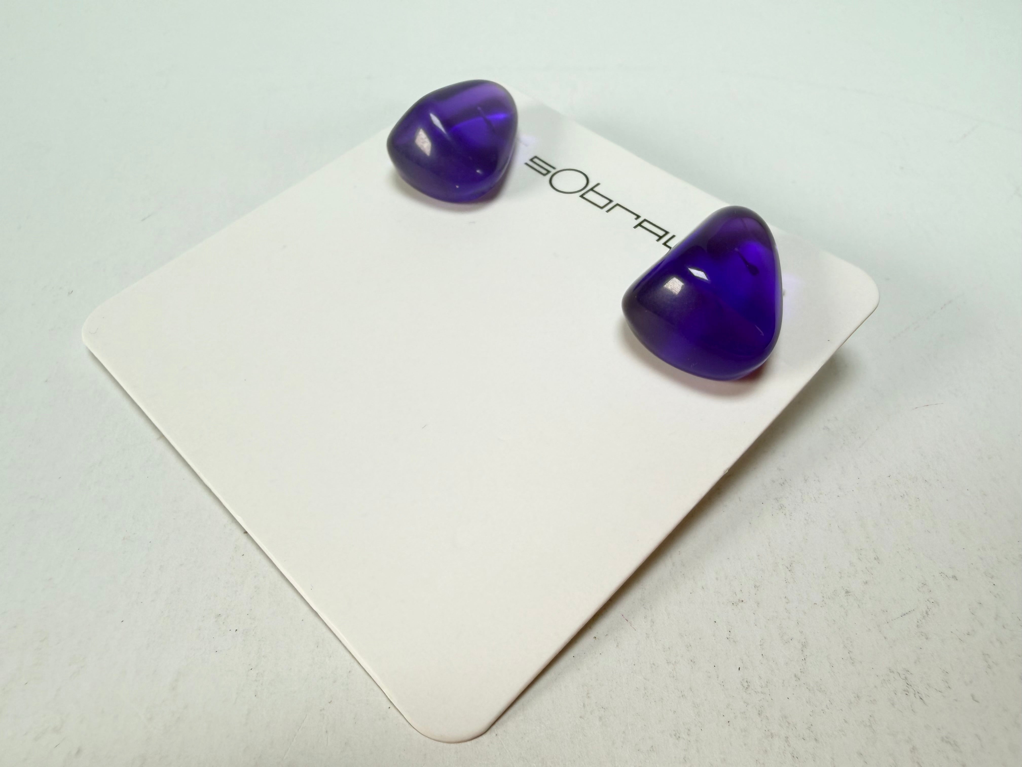 Sobral - Mix 2023 "Pequeno Diamante" Violet Cristal Resin Earrings ( 003600 )