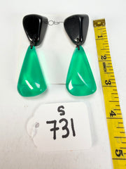 Sobral - Mix 2023 "Cusco" Black & Green Cristal Resin Earrings ( 005410 )