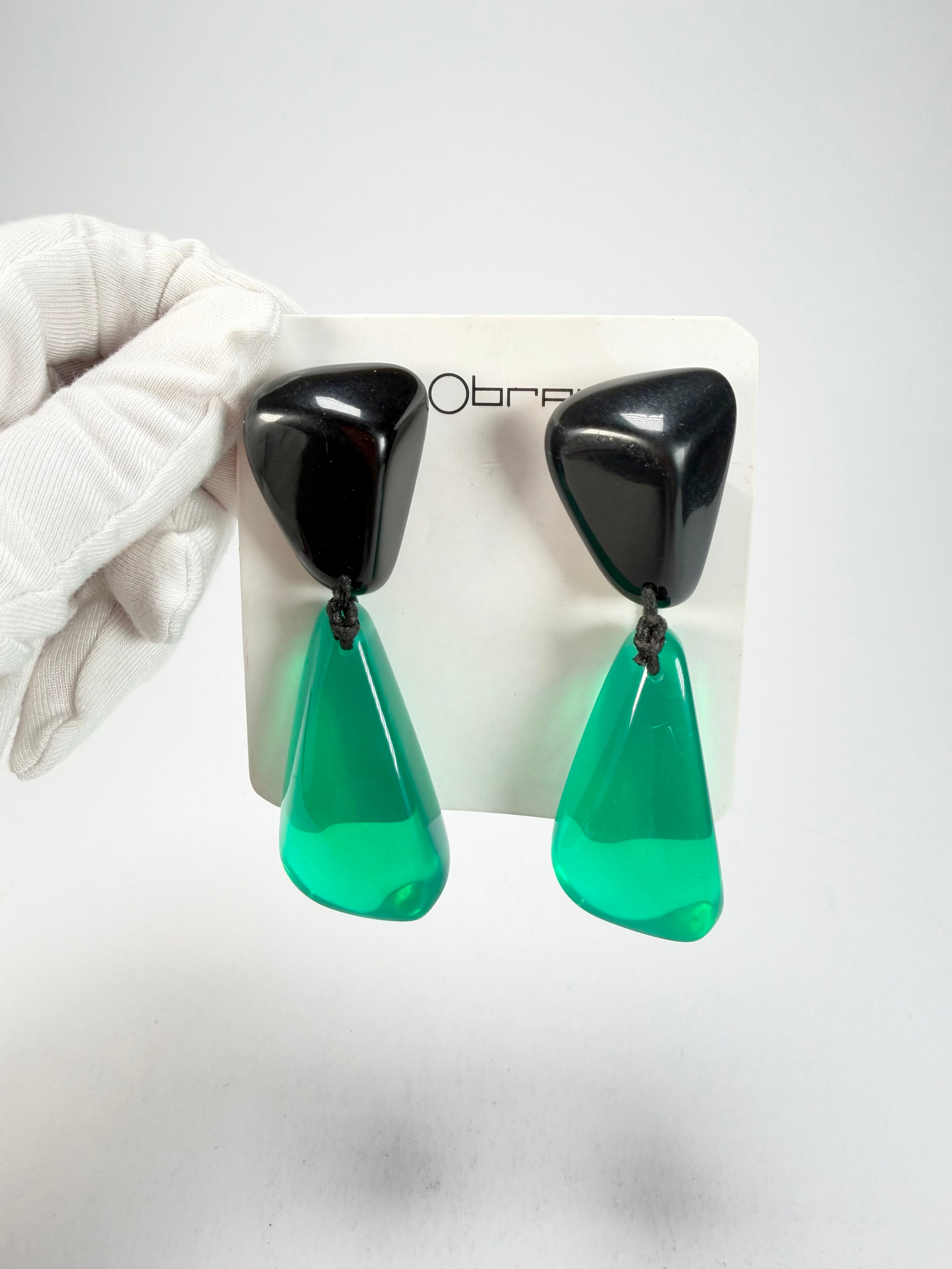 Sobral - Mix 2023 "Cusco" Black & Green Cristal Resin Earrings ( 005410 )