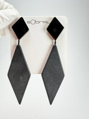 Sobral - Preto "Nial" Black Matt Resin Earrings ( 004203 )
