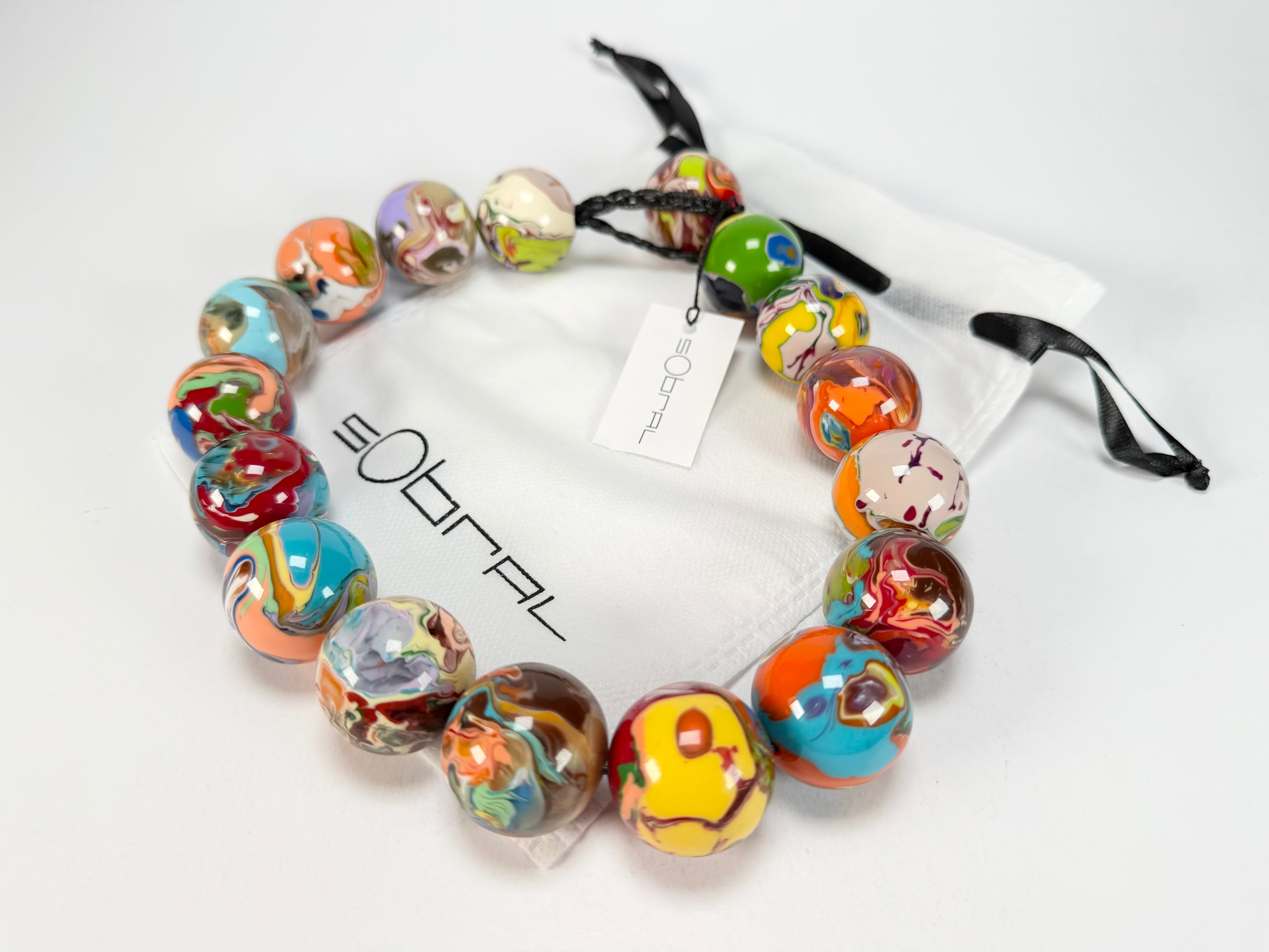 Sobral - Planets "Cluster" Studio Creation Pollock Resin Necklace ( 000000 )