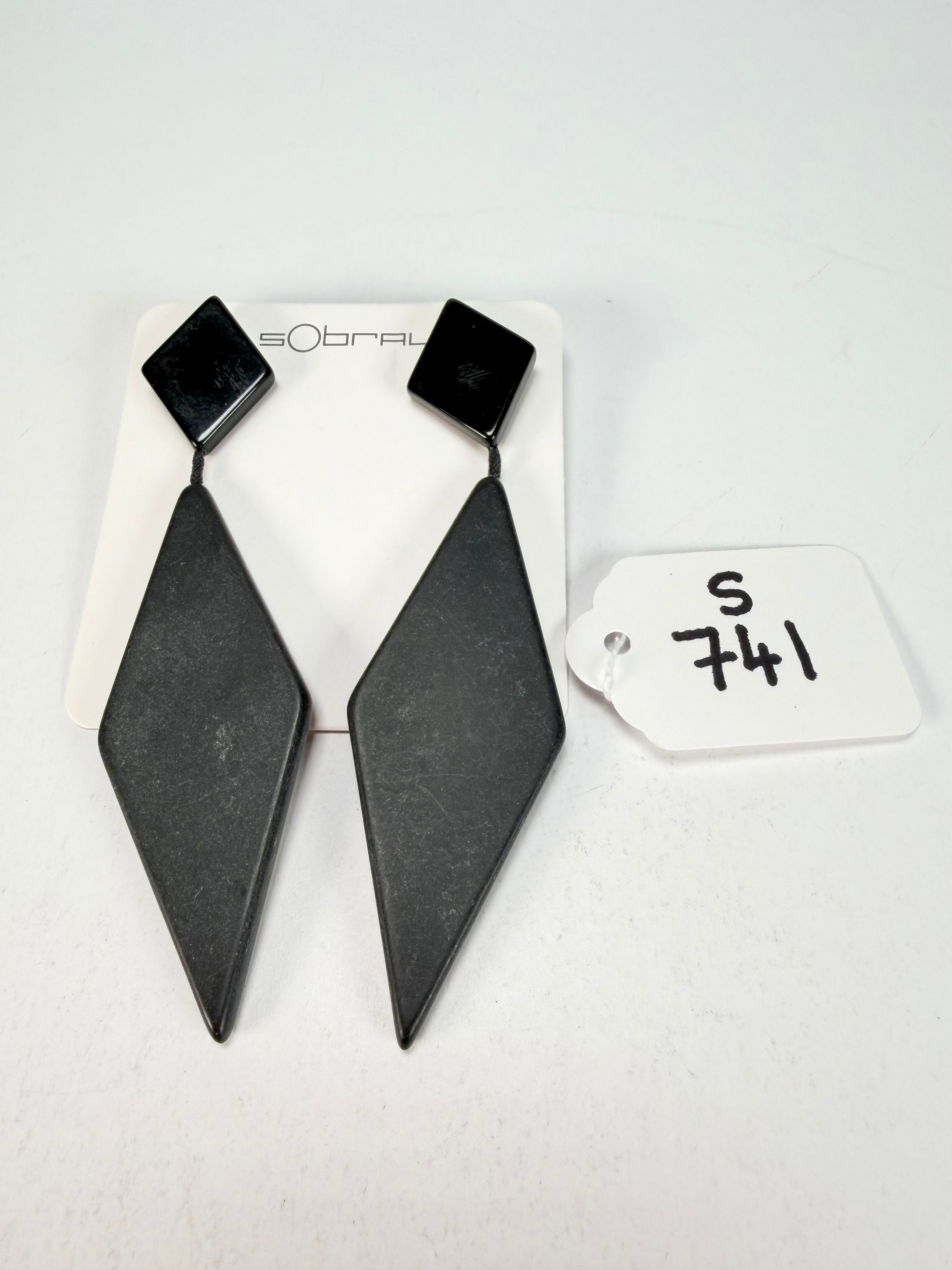 Sobral - Preto "Nial" Black Matt Resin Earrings ( 004203 )