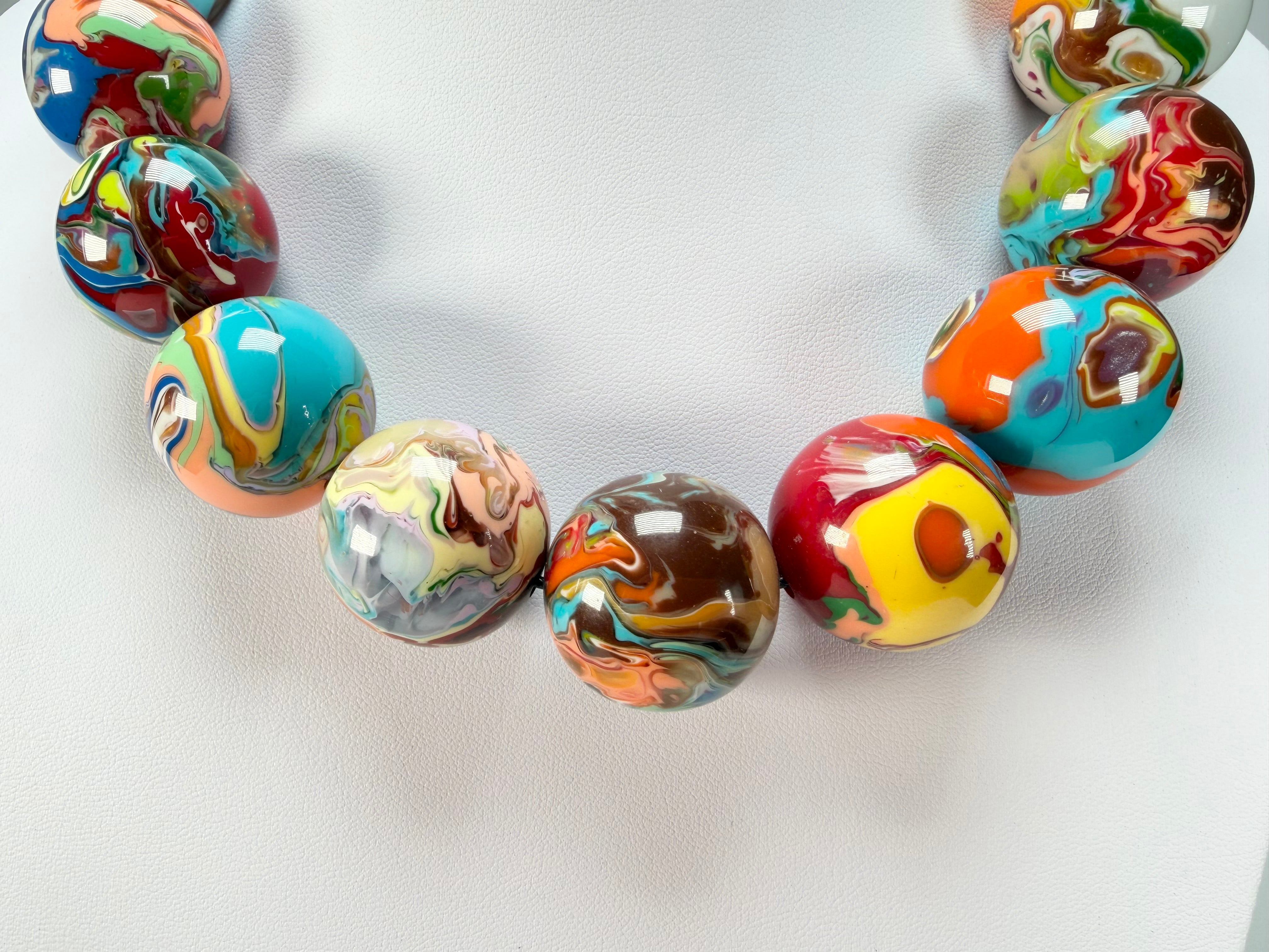 Sobral - Planets "Cluster" Studio Creation Pollock Resin Necklace ( 000000 )