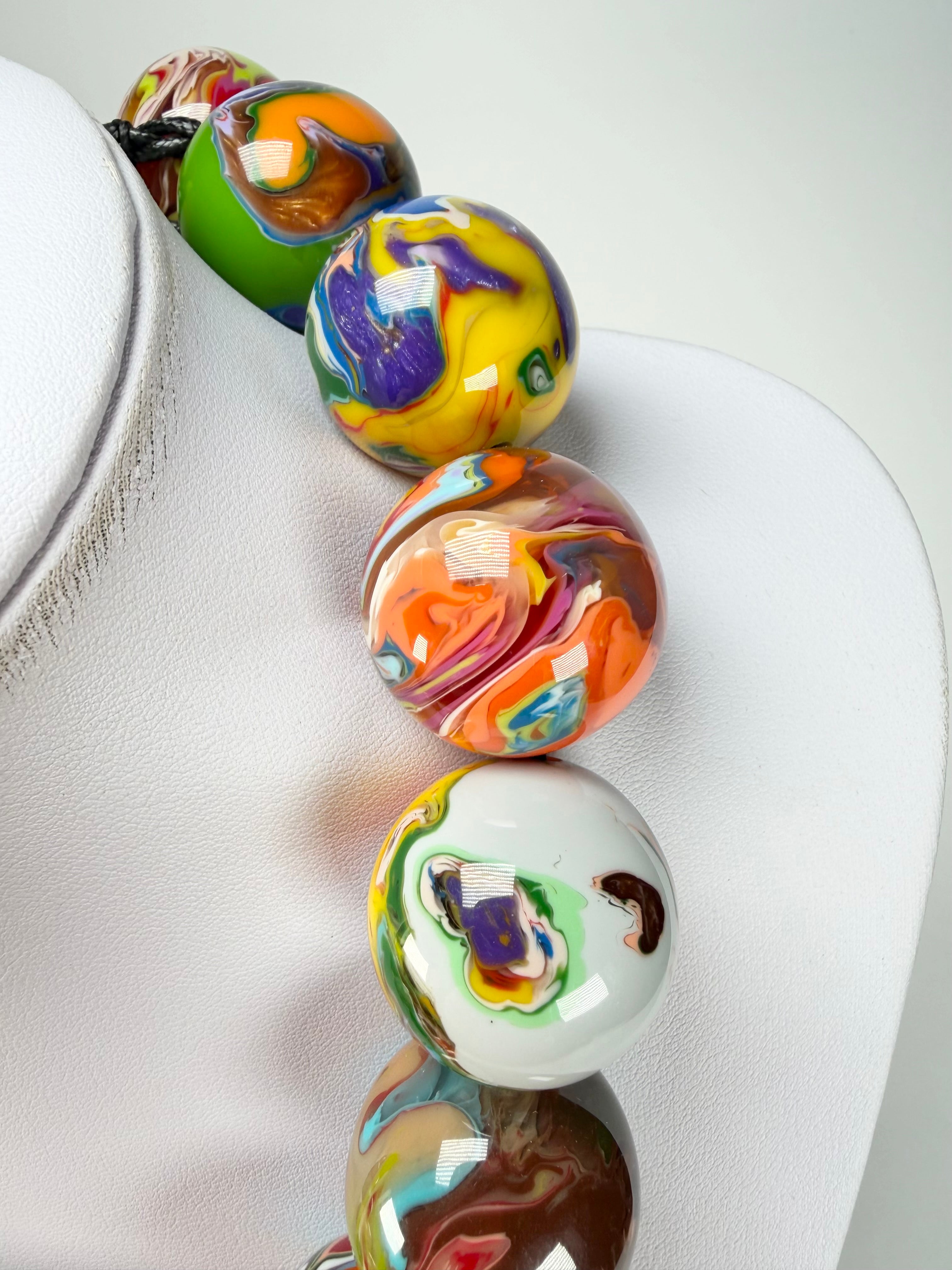 Sobral - Planets "Cluster" Studio Creation Pollock Resin Necklace ( 000000 )