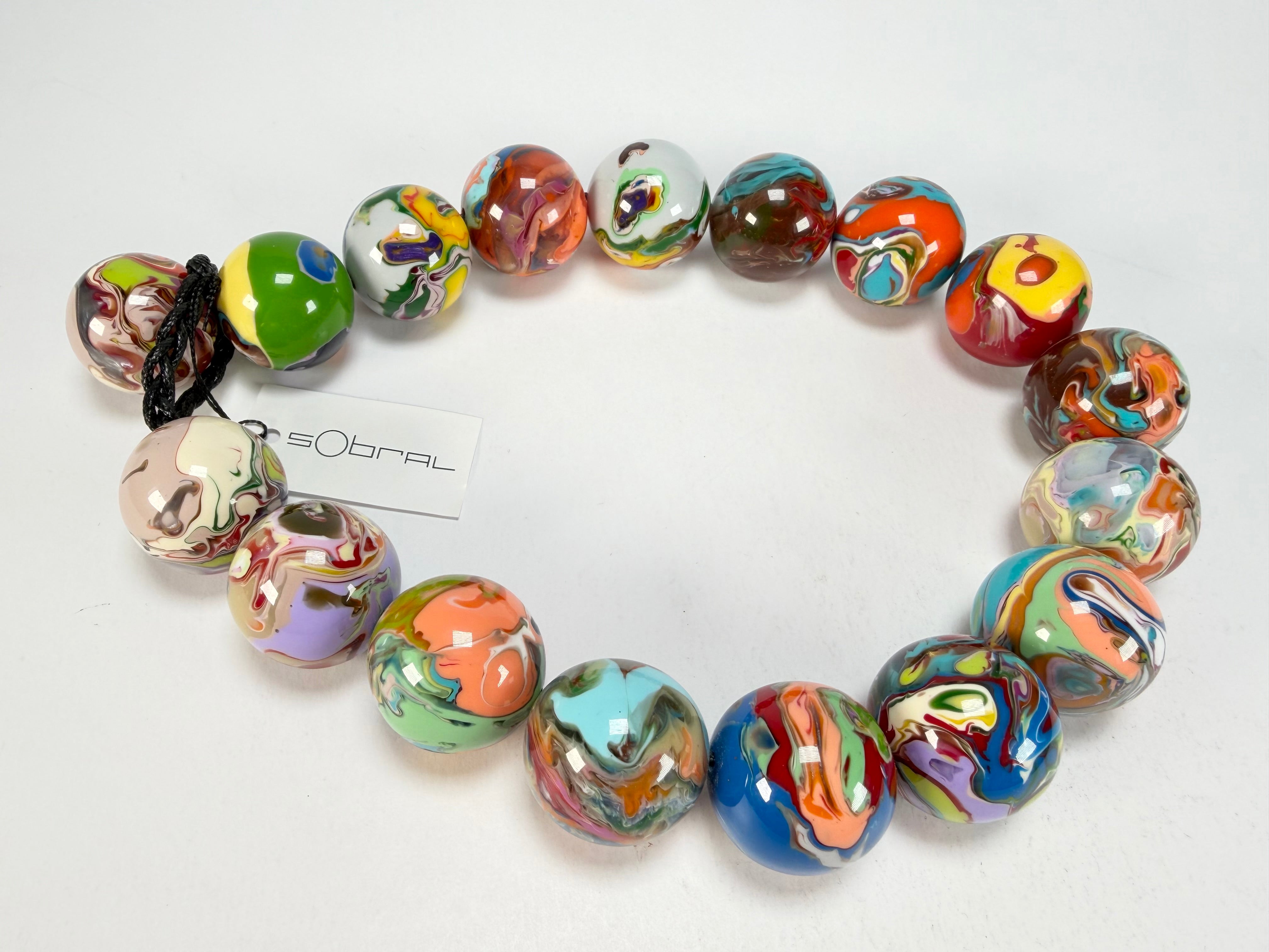 Sobral - Planets "Cluster" Studio Creation Pollock Resin Necklace ( 000000 )