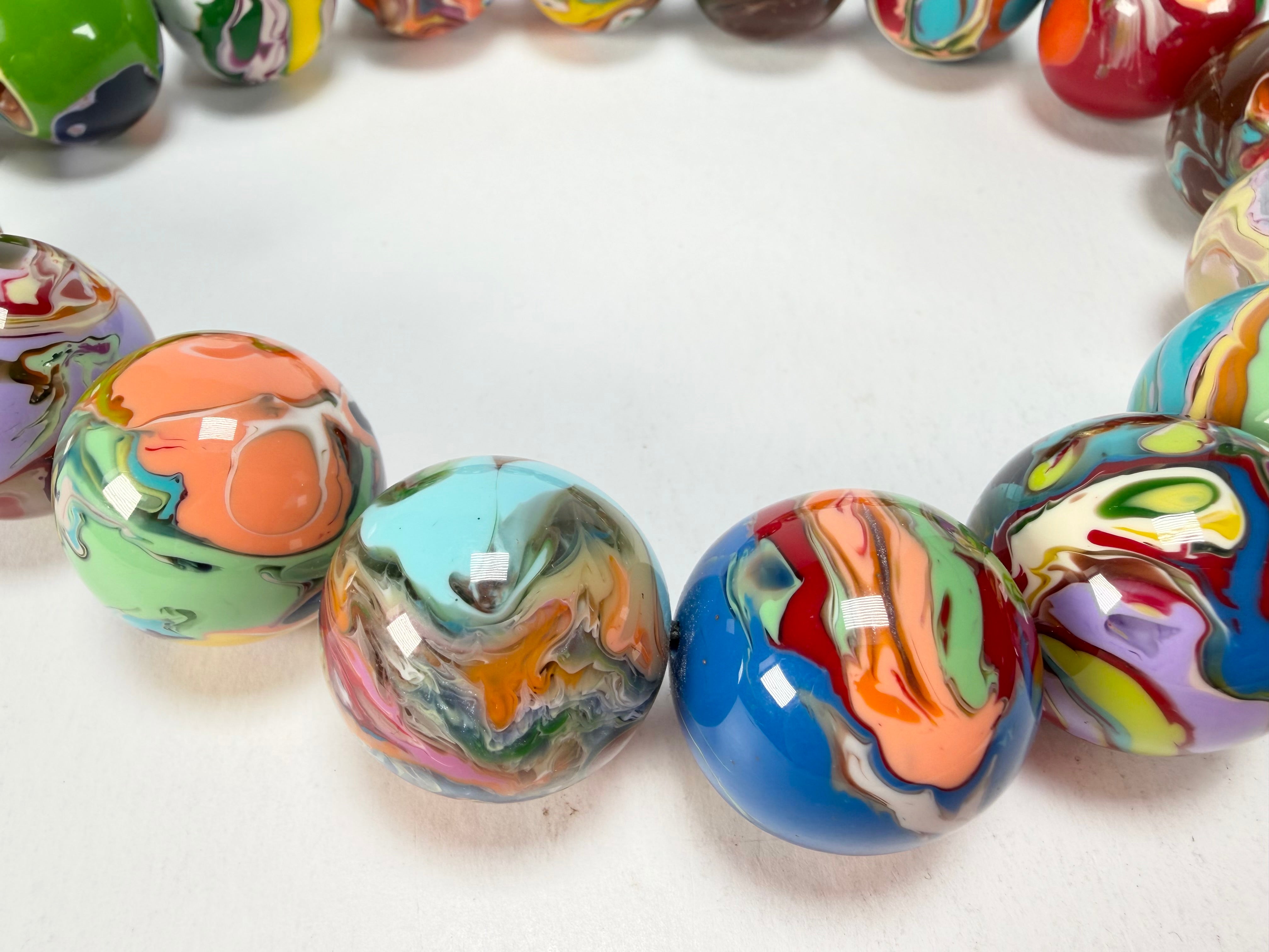 Sobral - Planets "Cluster" Studio Creation Pollock Resin Necklace ( 000000 )