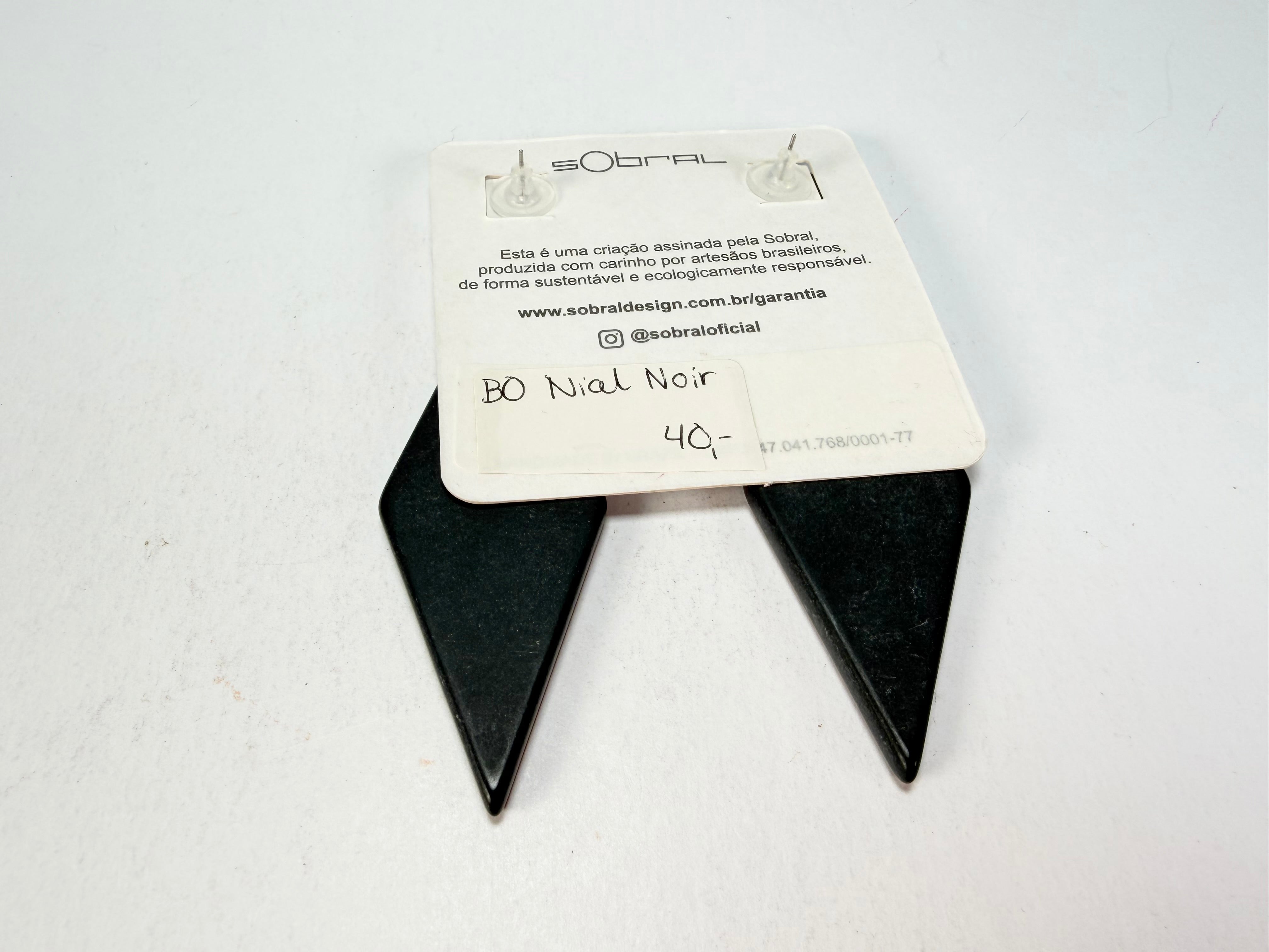 Sobral - Preto "Nial" Black Matt Resin Earrings ( 004203 )