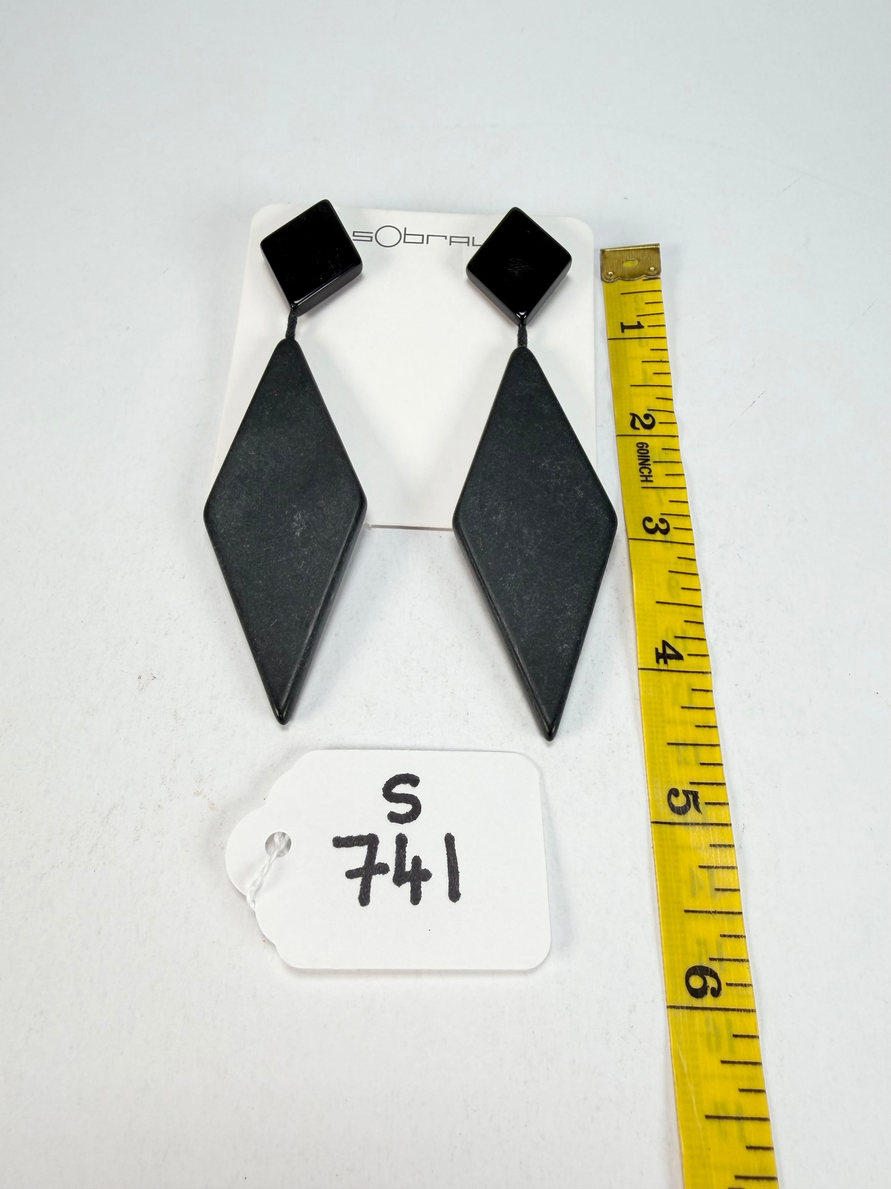 Sobral - Preto "Nial" Black Matt Resin Earrings ( 004203 )