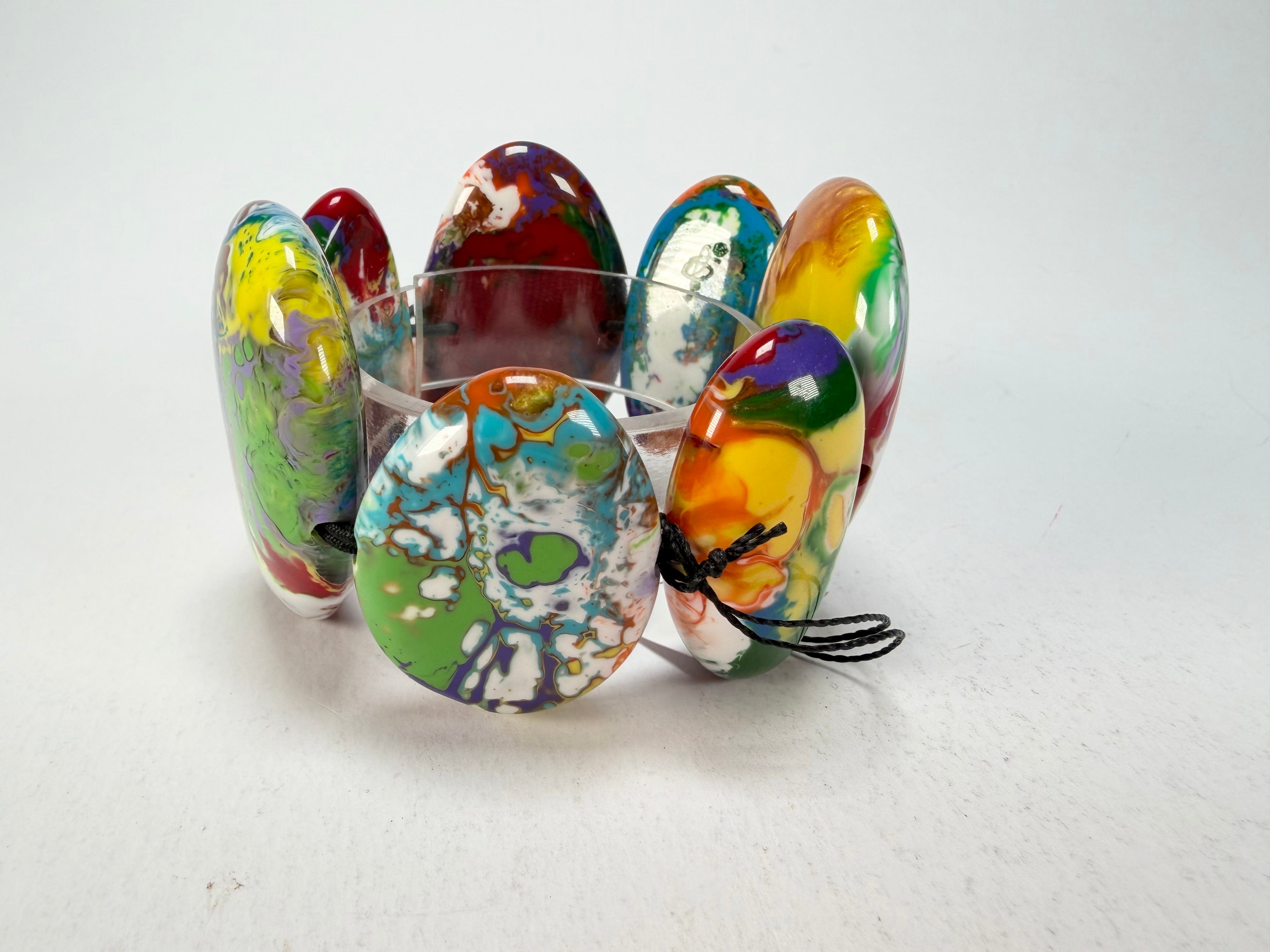 Sobral - Multi-Colour "Wassily" Pollock Elasticated Resin Bracelet ( 003716 )