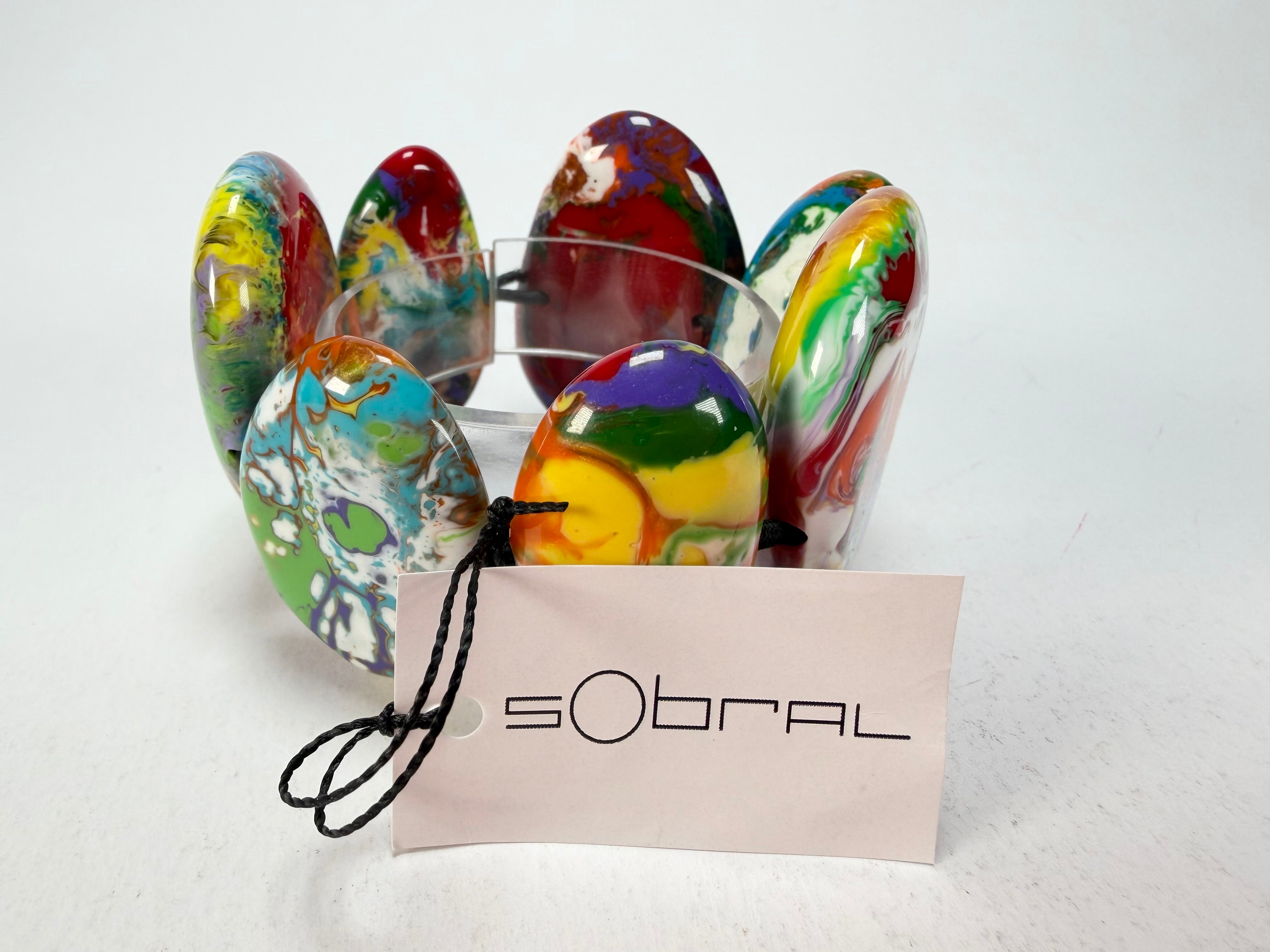 Sobral - Multi-Colour "Wassily" Pollock Elasticated Resin Bracelet ( 003716 )