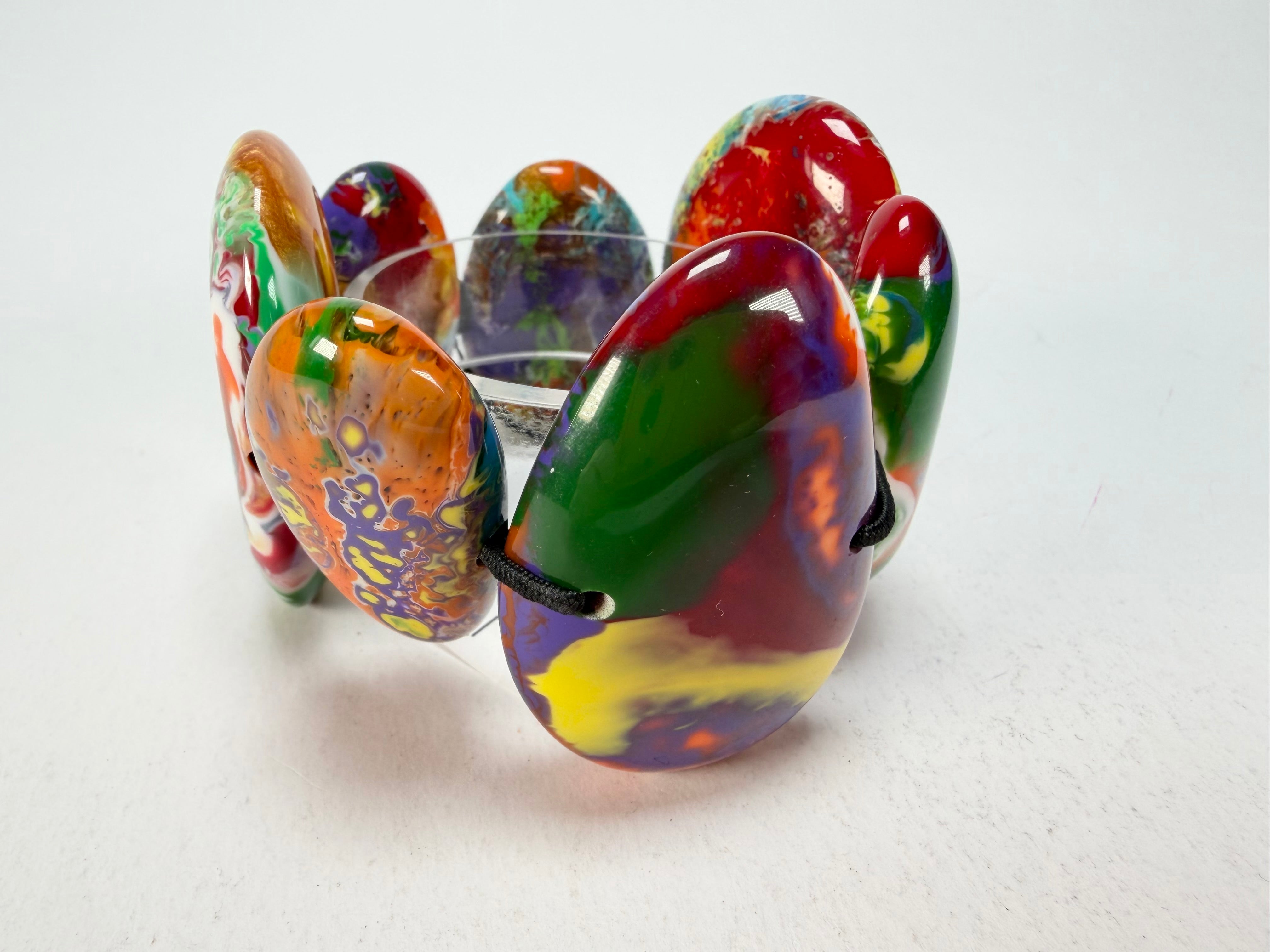 Sobral - Multi-Colour "Wassily" Pollock Elasticated Resin Bracelet ( 003716 )