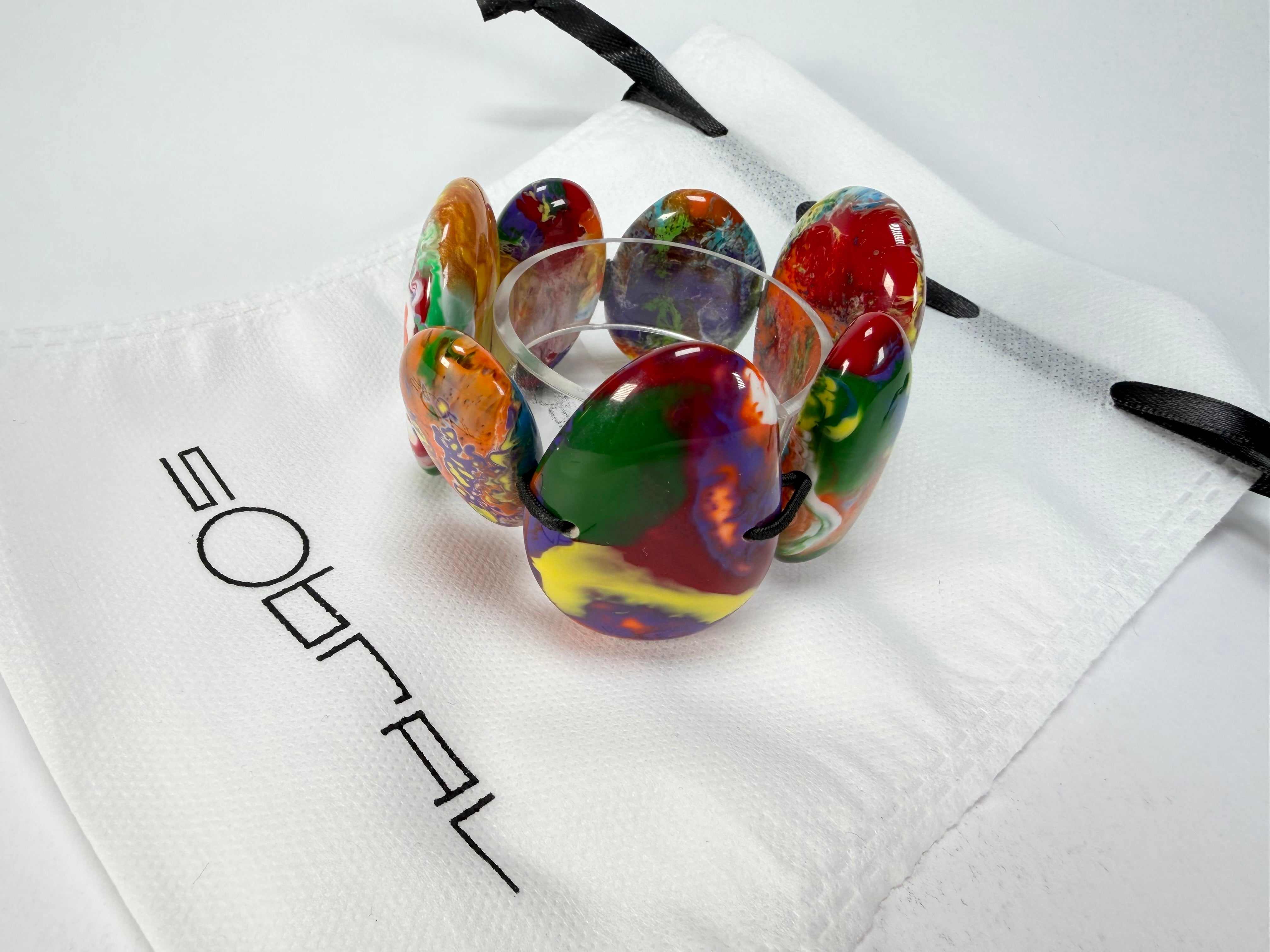 Sobral - Multi-Colour "Wassily" Pollock Elasticated Resin Bracelet ( 003716 )