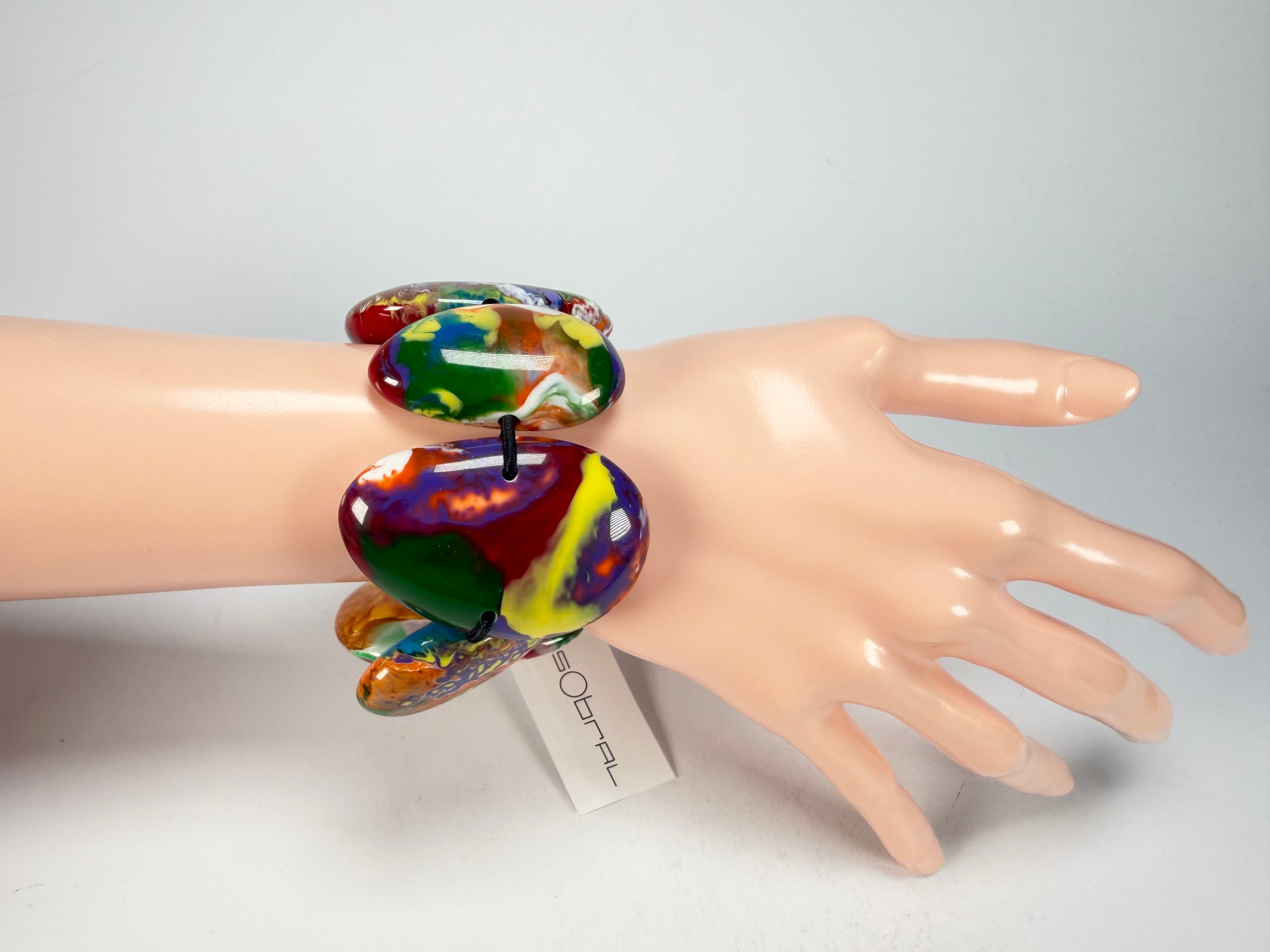 Sobral - Multi-Colour "Wassily" Pollock Elasticated Resin Bracelet ( 003716 )