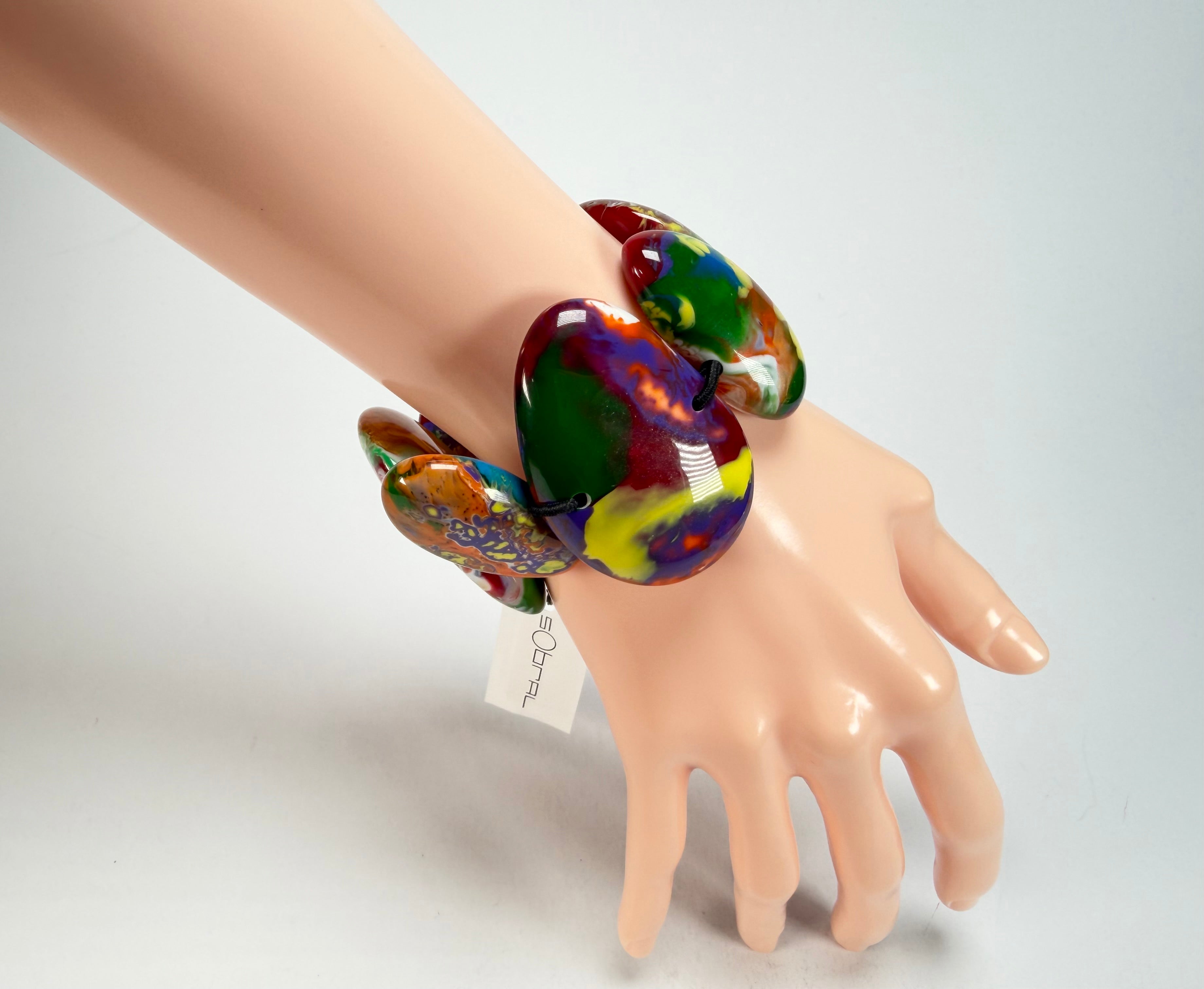 Sobral - Multi-Colour "Wassily" Pollock Elasticated Resin Bracelet ( 003716 )