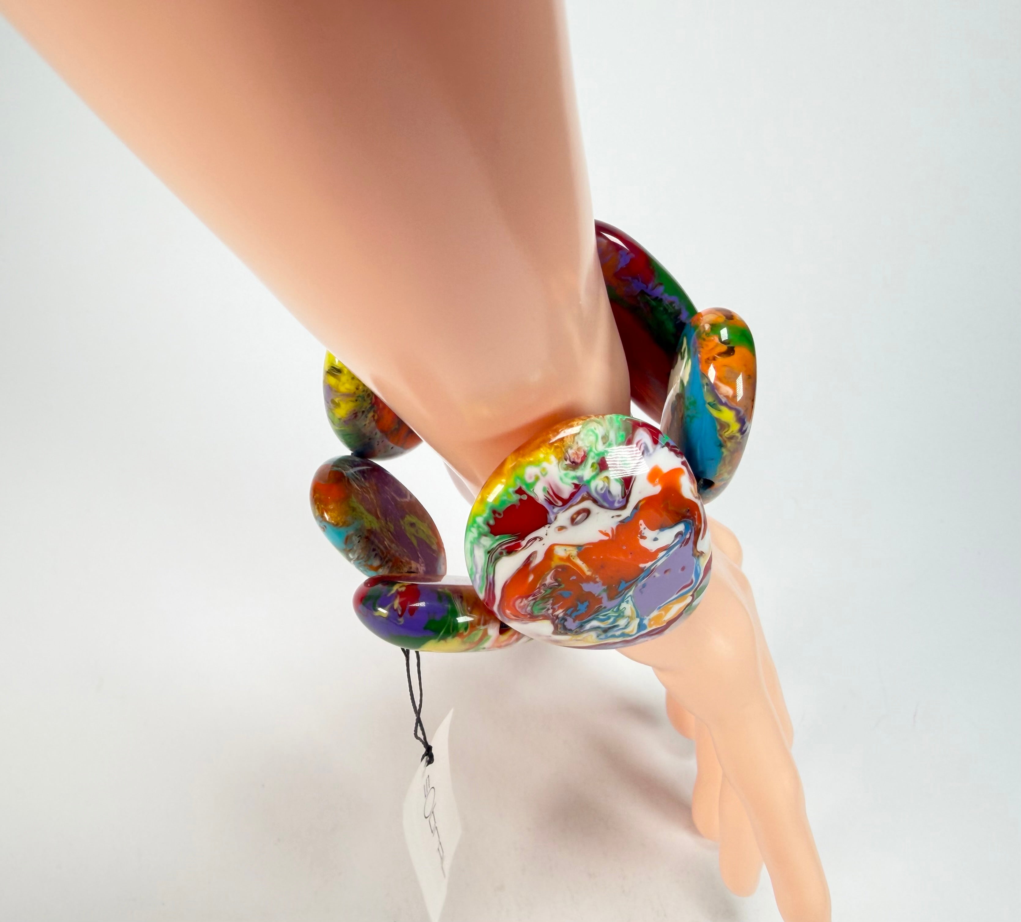 Sobral - Multi-Colour "Wassily" Pollock Elasticated Resin Bracelet ( 003716 )