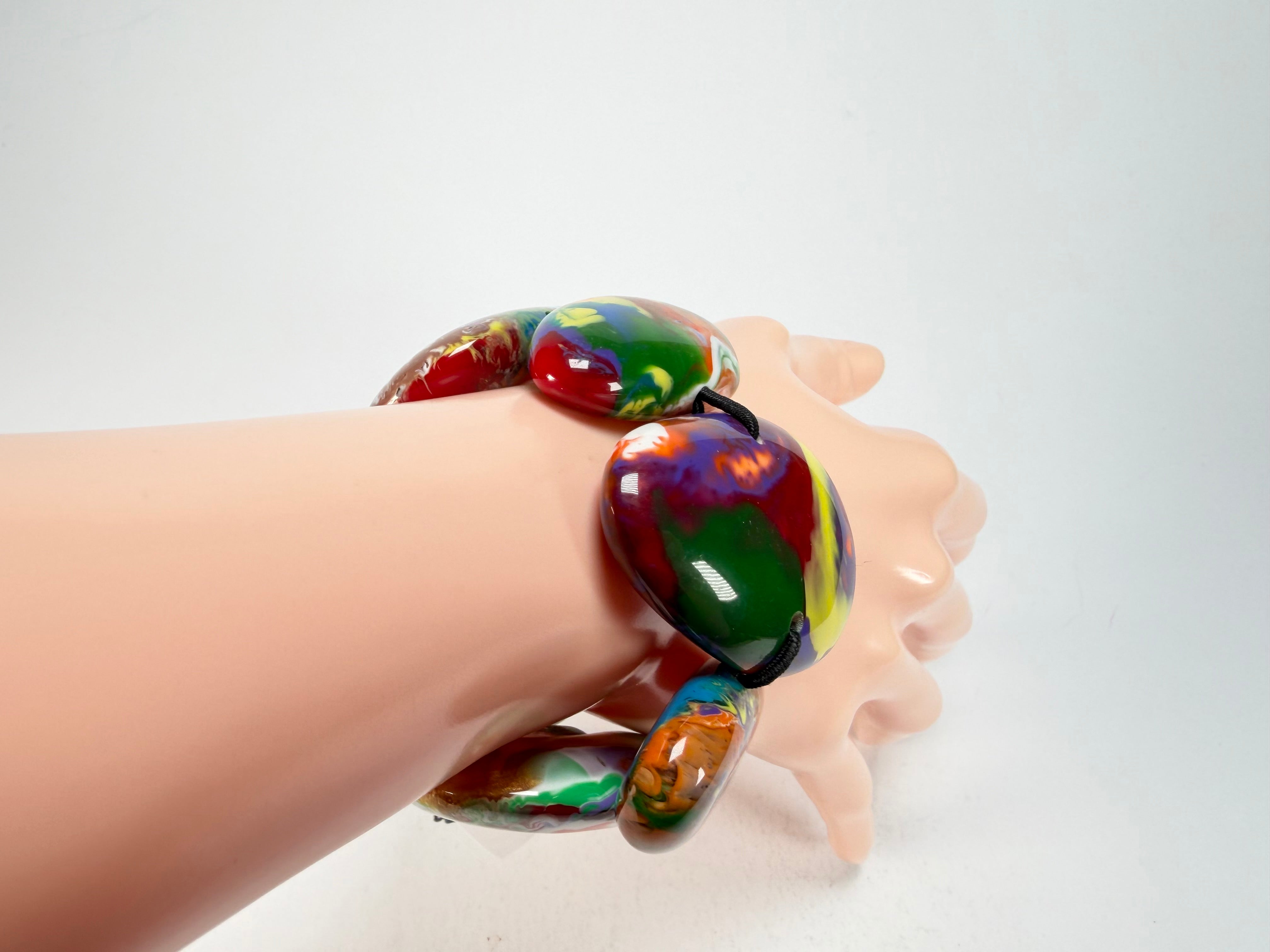 Sobral - Multi-Colour "Wassily" Pollock Elasticated Resin Bracelet ( 003716 )