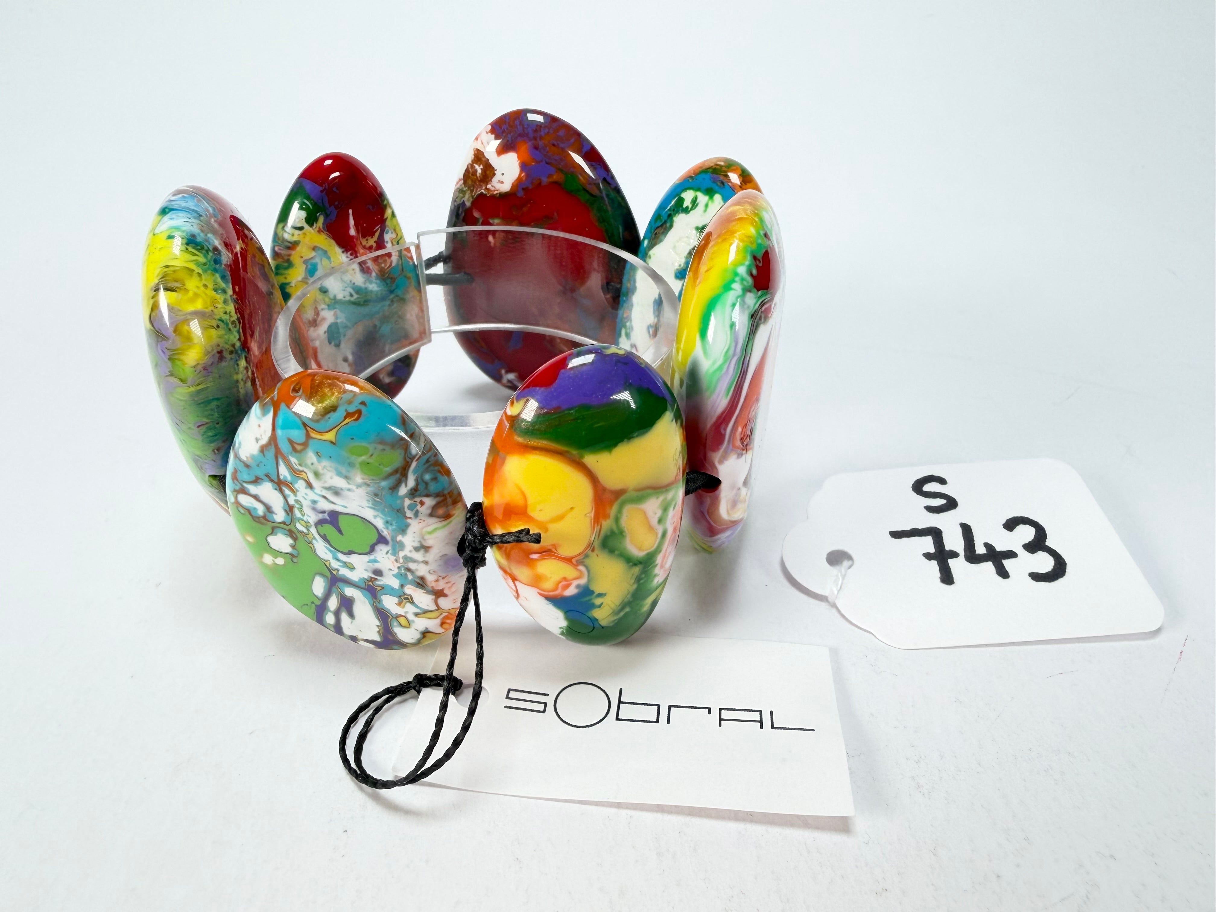 Sobral - Multi-Colour "Wassily" Pollock Elasticated Resin Bracelet ( 003716 )