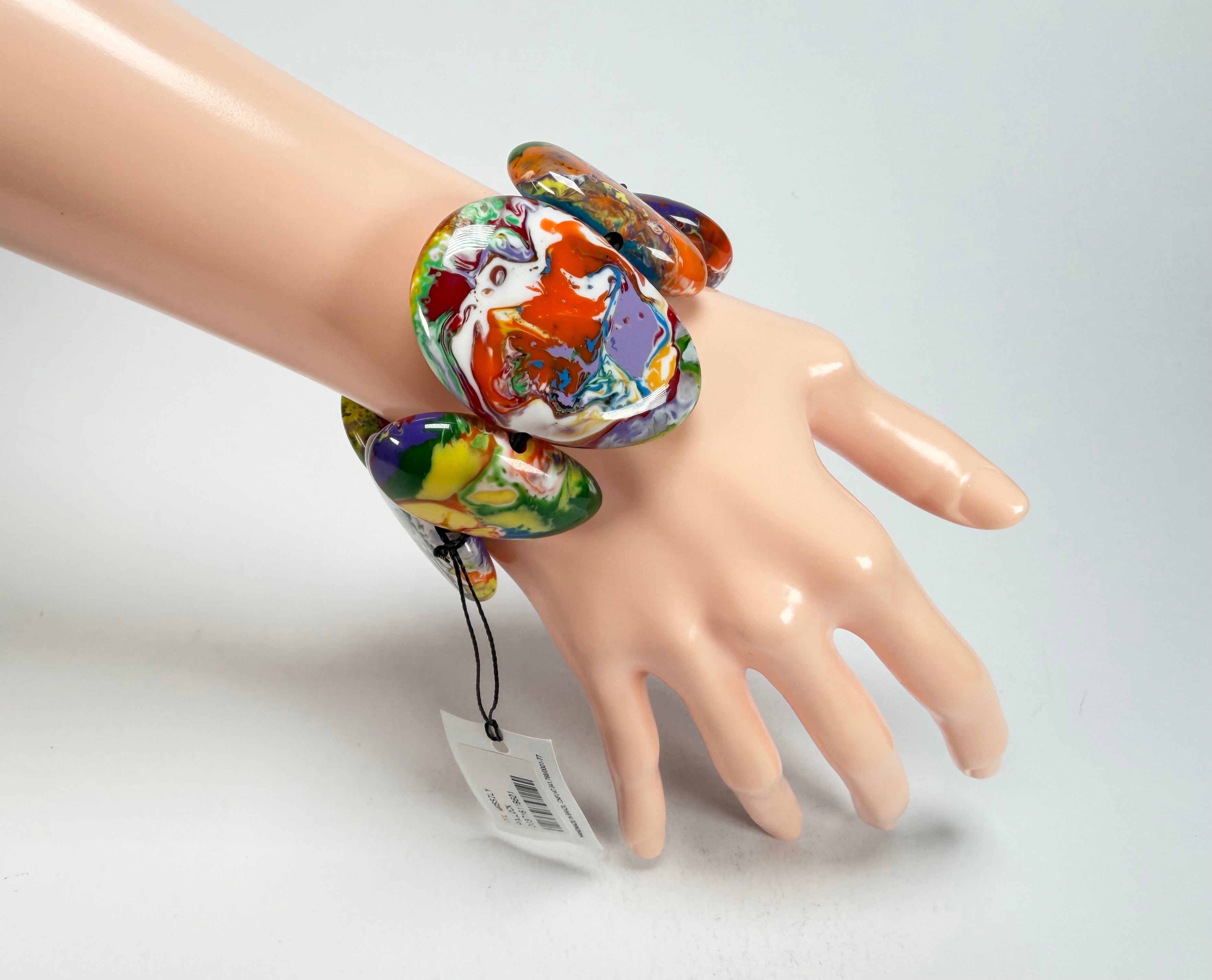 Sobral - Multi-Colour "Wassily" Pollock Elasticated Resin Bracelet ( 003716 )