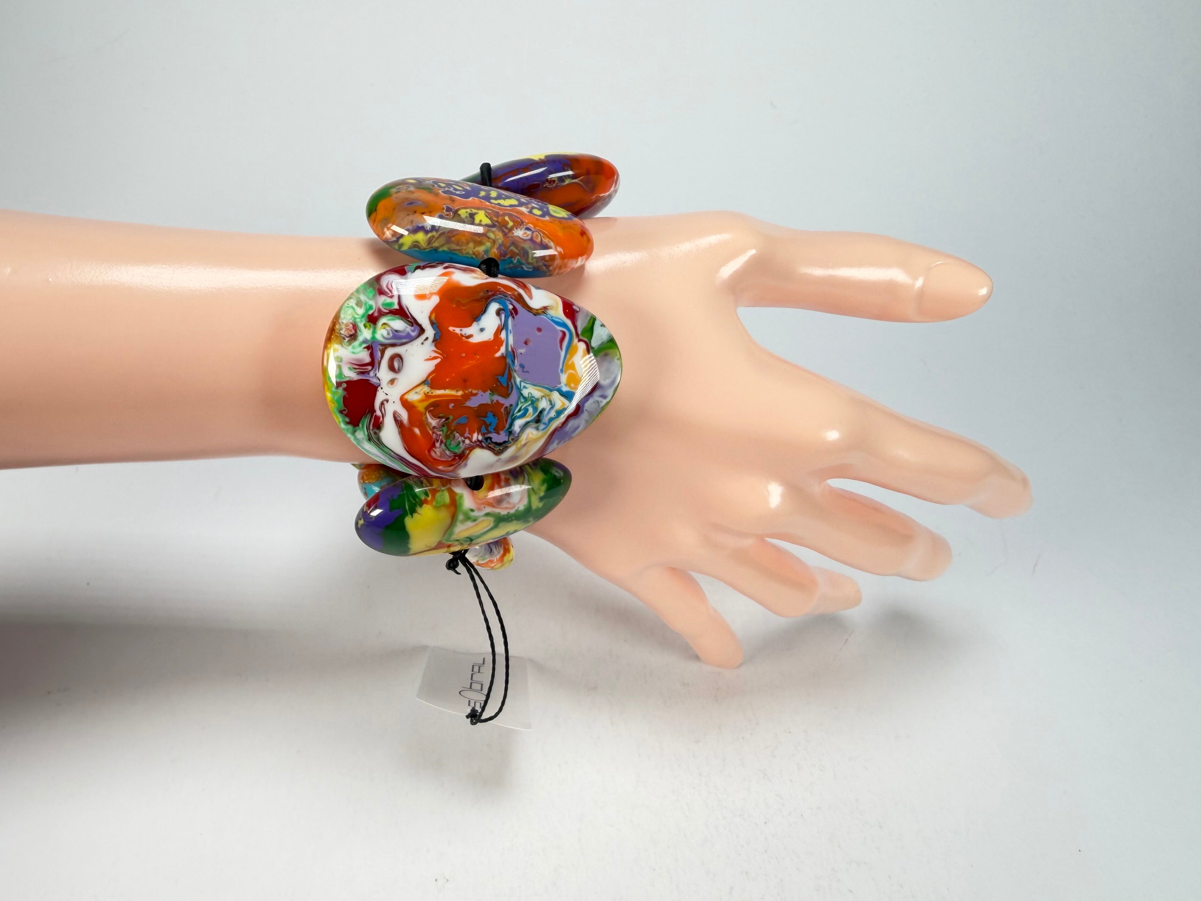 Sobral - Multi-Colour "Wassily" Pollock Elasticated Resin Bracelet ( 003716 )