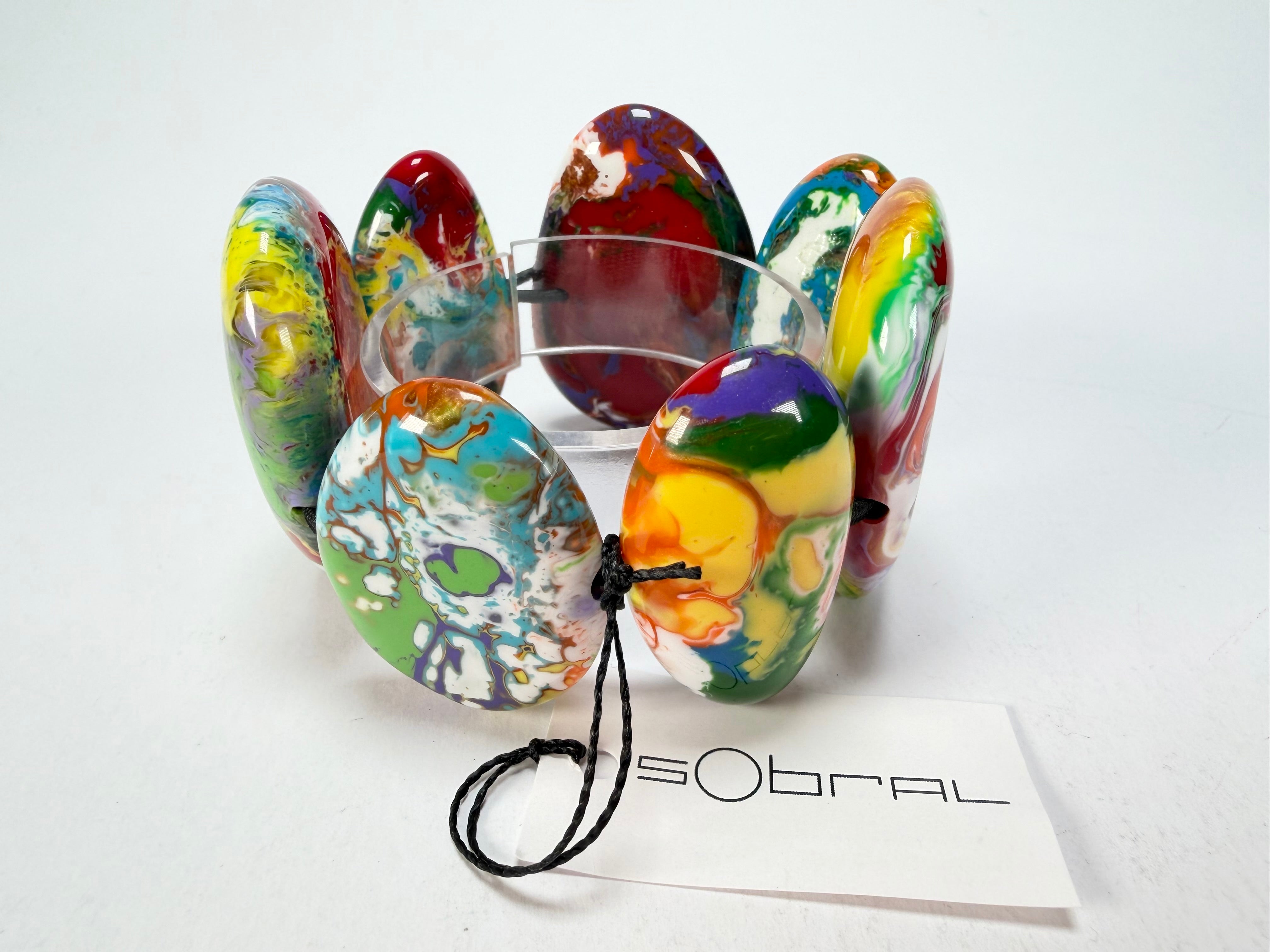 Sobral - Multi-Colour "Wassily" Pollock Elasticated Resin Bracelet ( 003716 )
