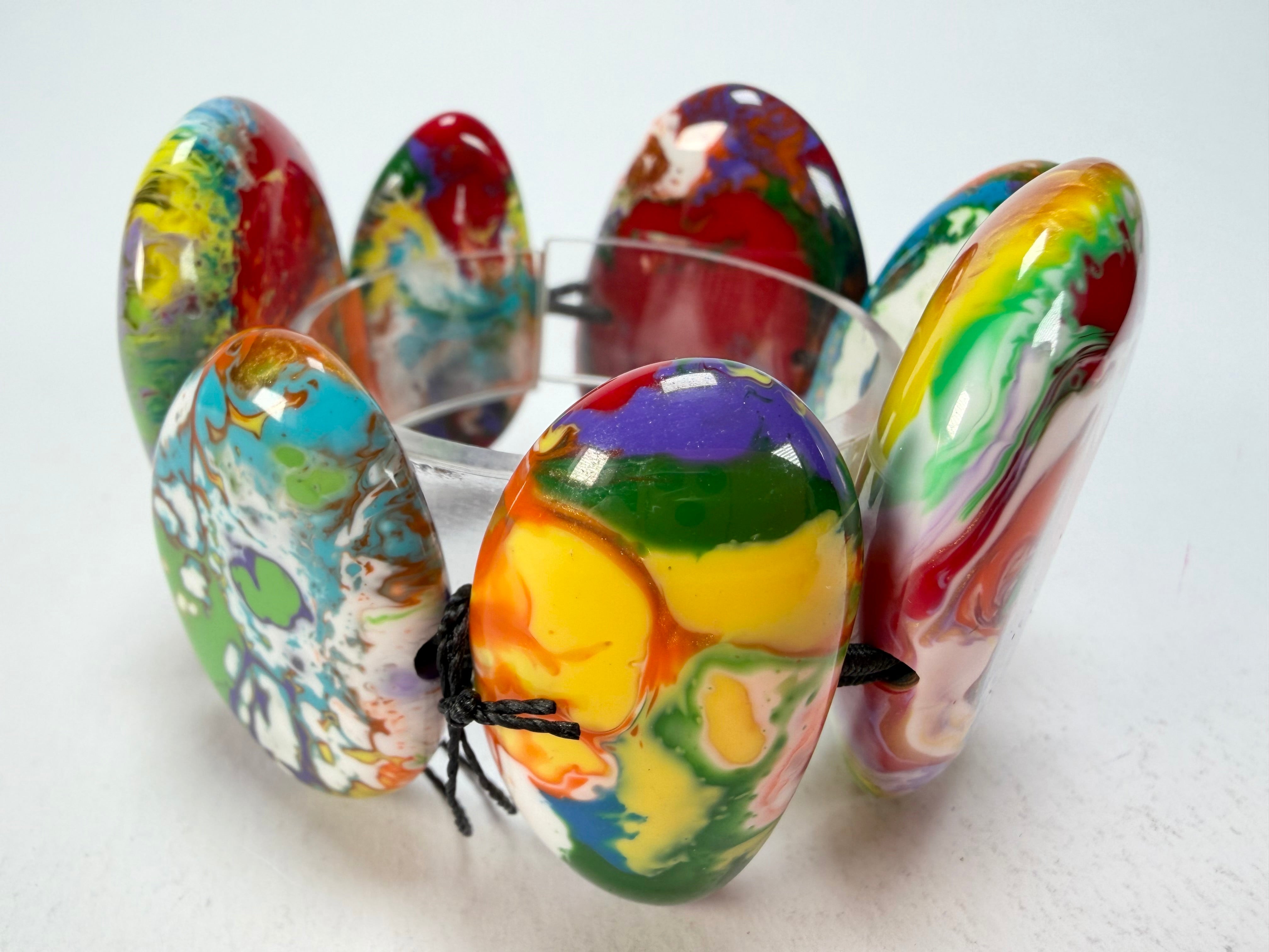 Sobral - Multi-Colour "Wassily" Pollock Elasticated Resin Bracelet ( 003716 )