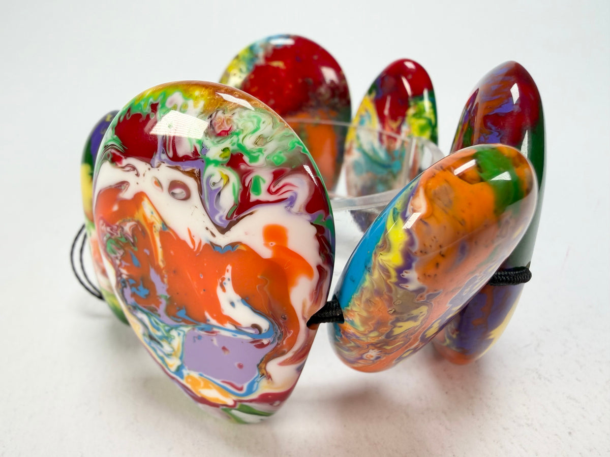 Sobral - Multi-Colour "Wassily" Pollock Elasticated Resin Bracelet ( 003716 )