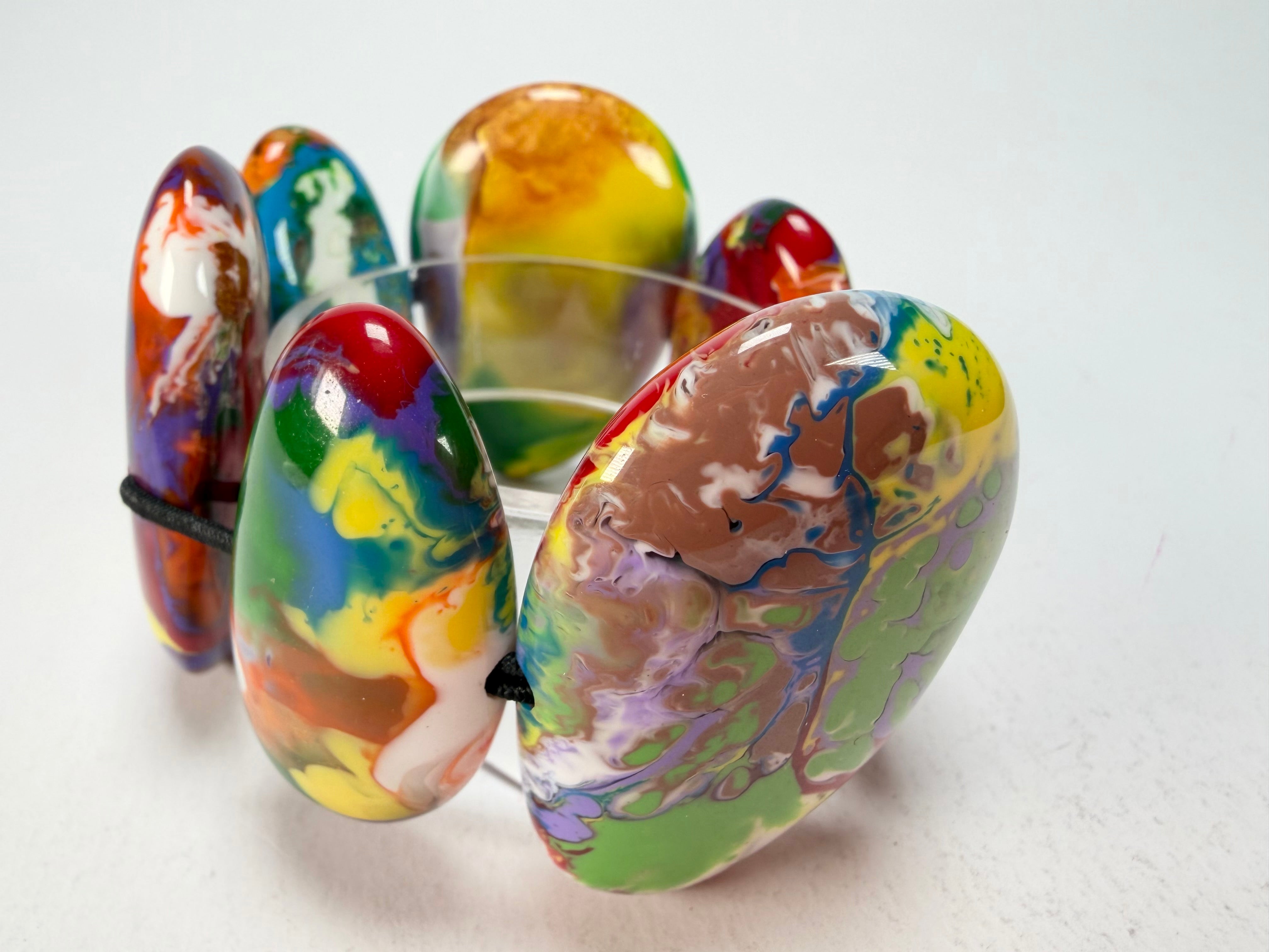 Sobral - Multi-Colour "Wassily" Pollock Elasticated Resin Bracelet ( 003716 )