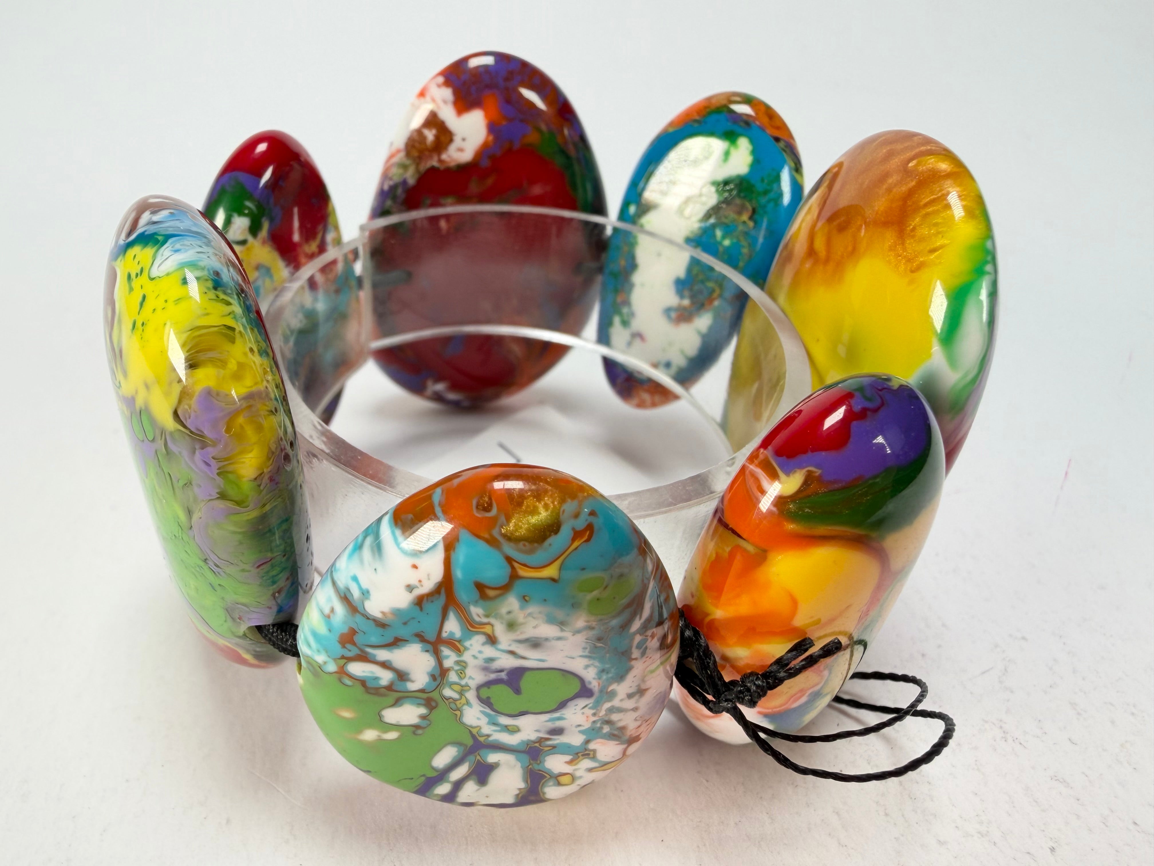 Sobral - Multi-Colour "Wassily" Pollock Elasticated Resin Bracelet ( 003716 )