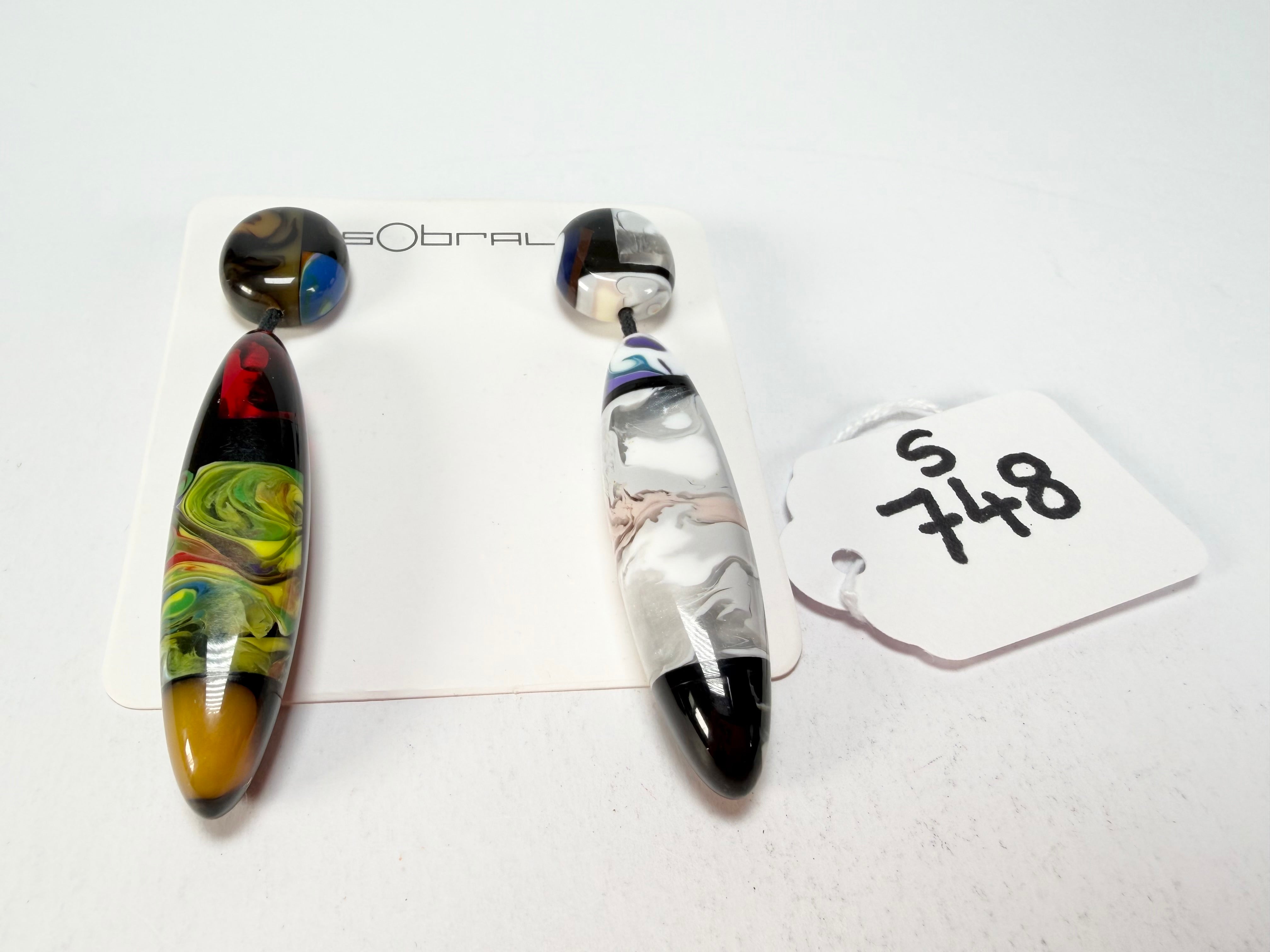 Sobral - Patchwork "Agudo" Studio Creation Resin Earrings ( 000000 )