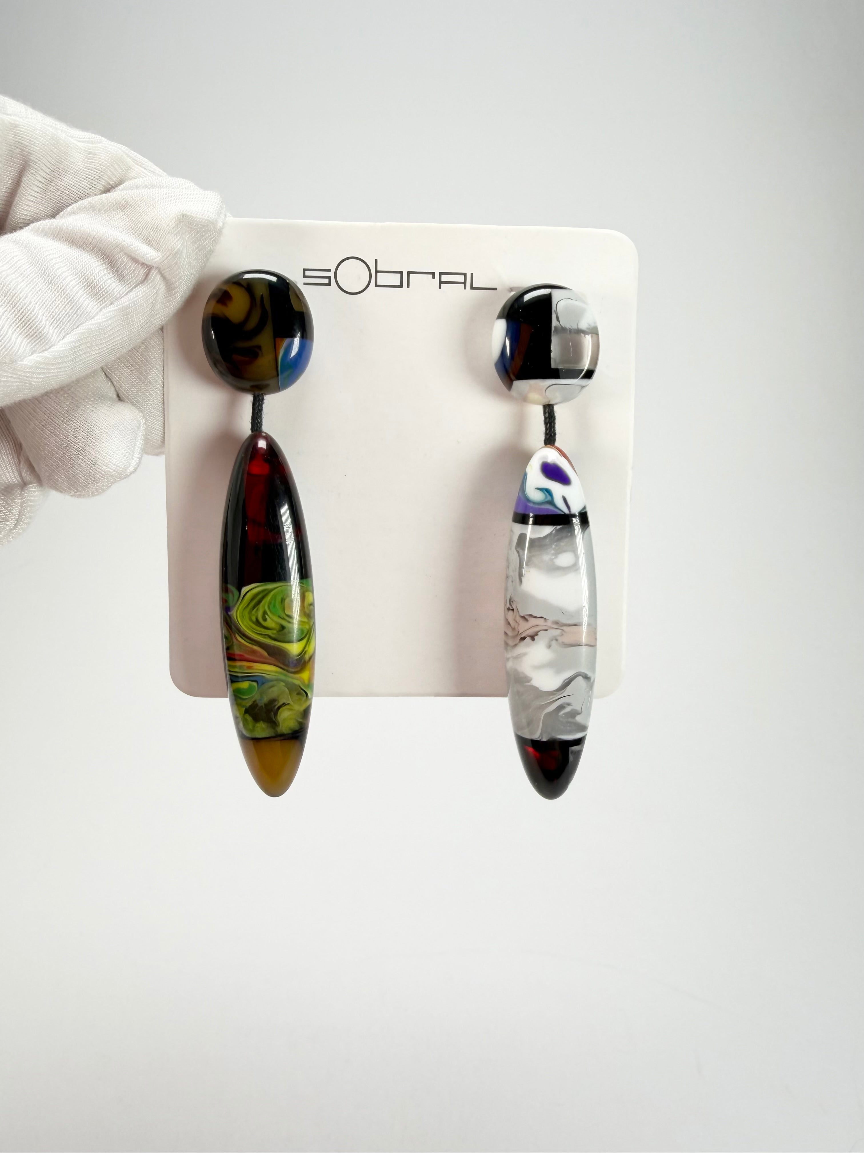 Sobral - Patchwork "Agudo" Studio Creation Resin Earrings ( 000000 )