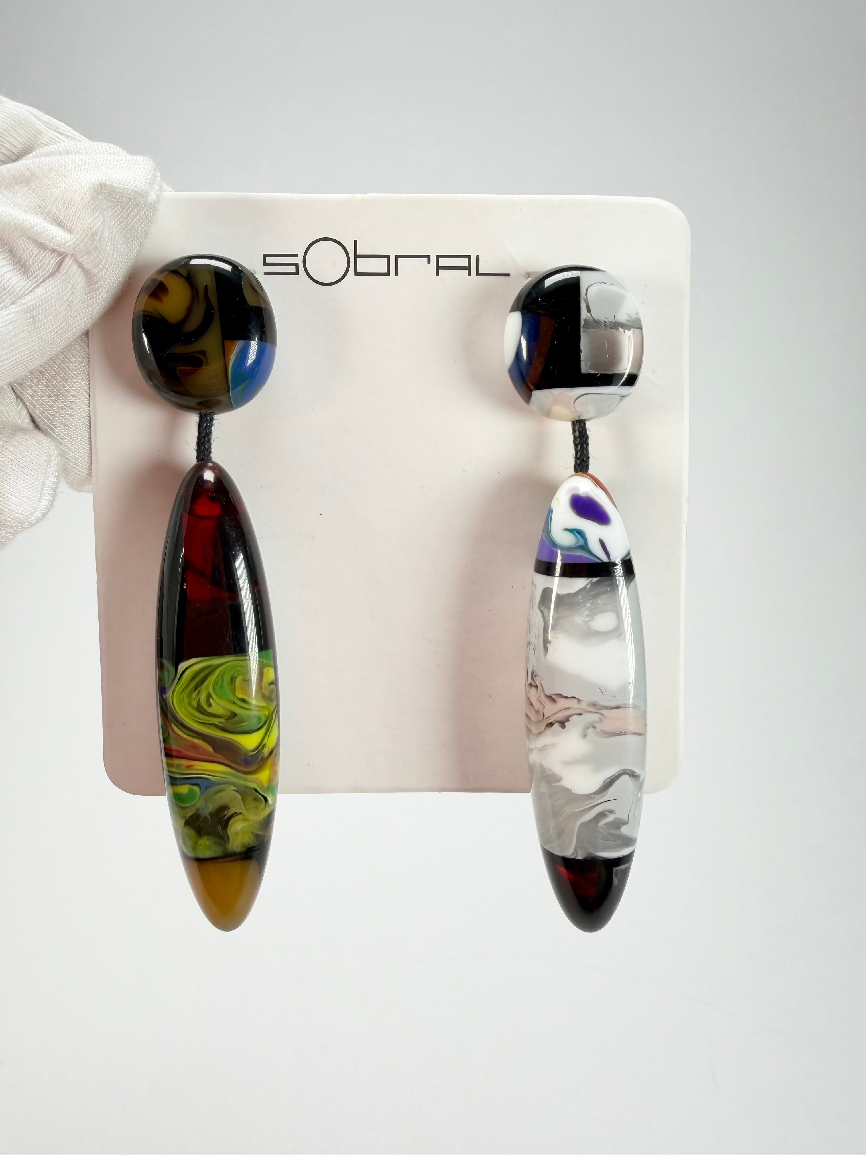 Sobral - Patchwork "Agudo" Studio Creation Resin Earrings ( 000000 )