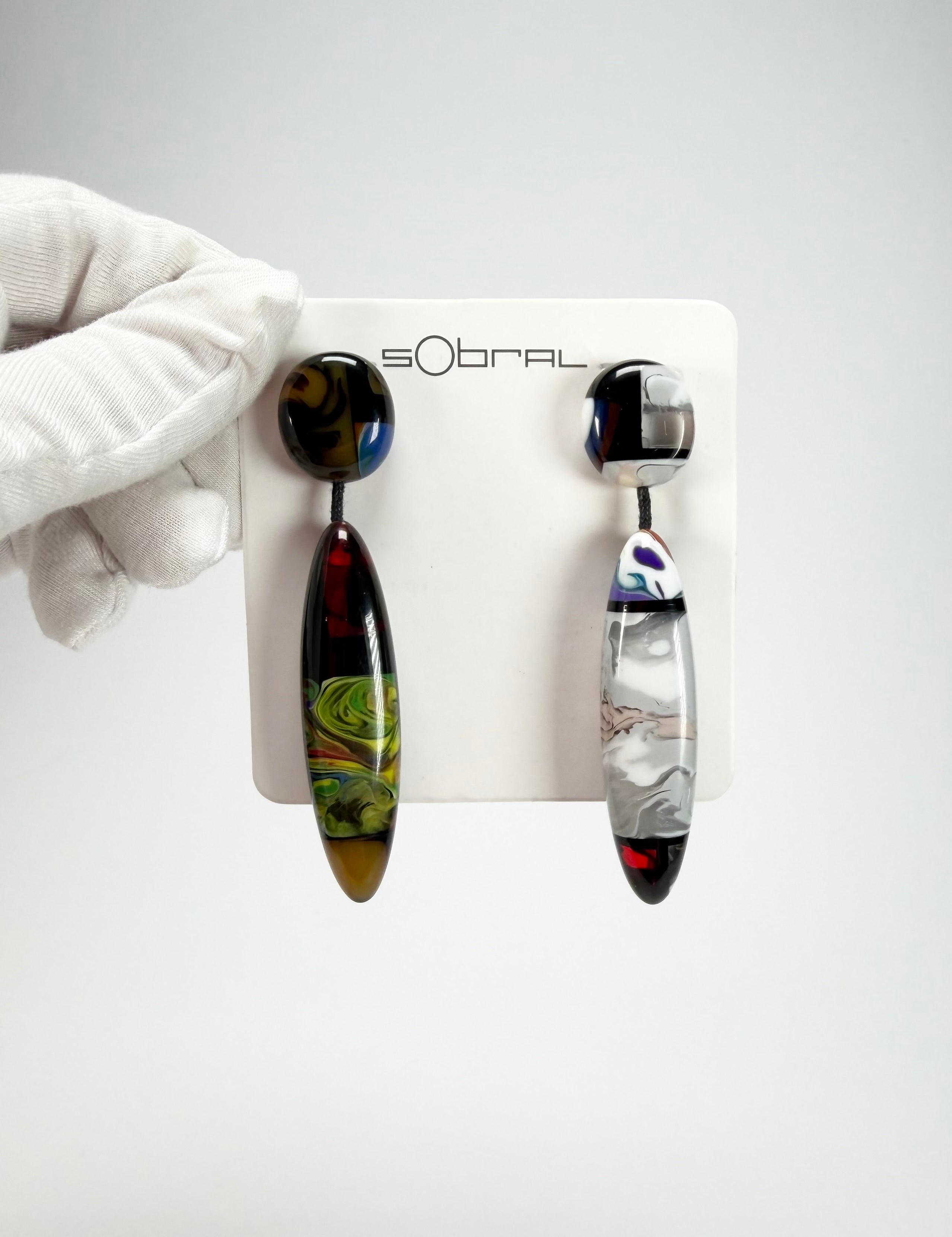 Sobral - Patchwork "Agudo" Studio Creation Resin Earrings ( 000000 )