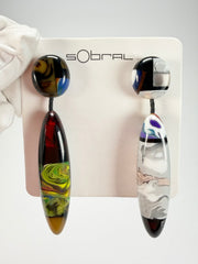 Sobral - Patchwork "Agudo" Studio Creation Resin Earrings ( 000000 )