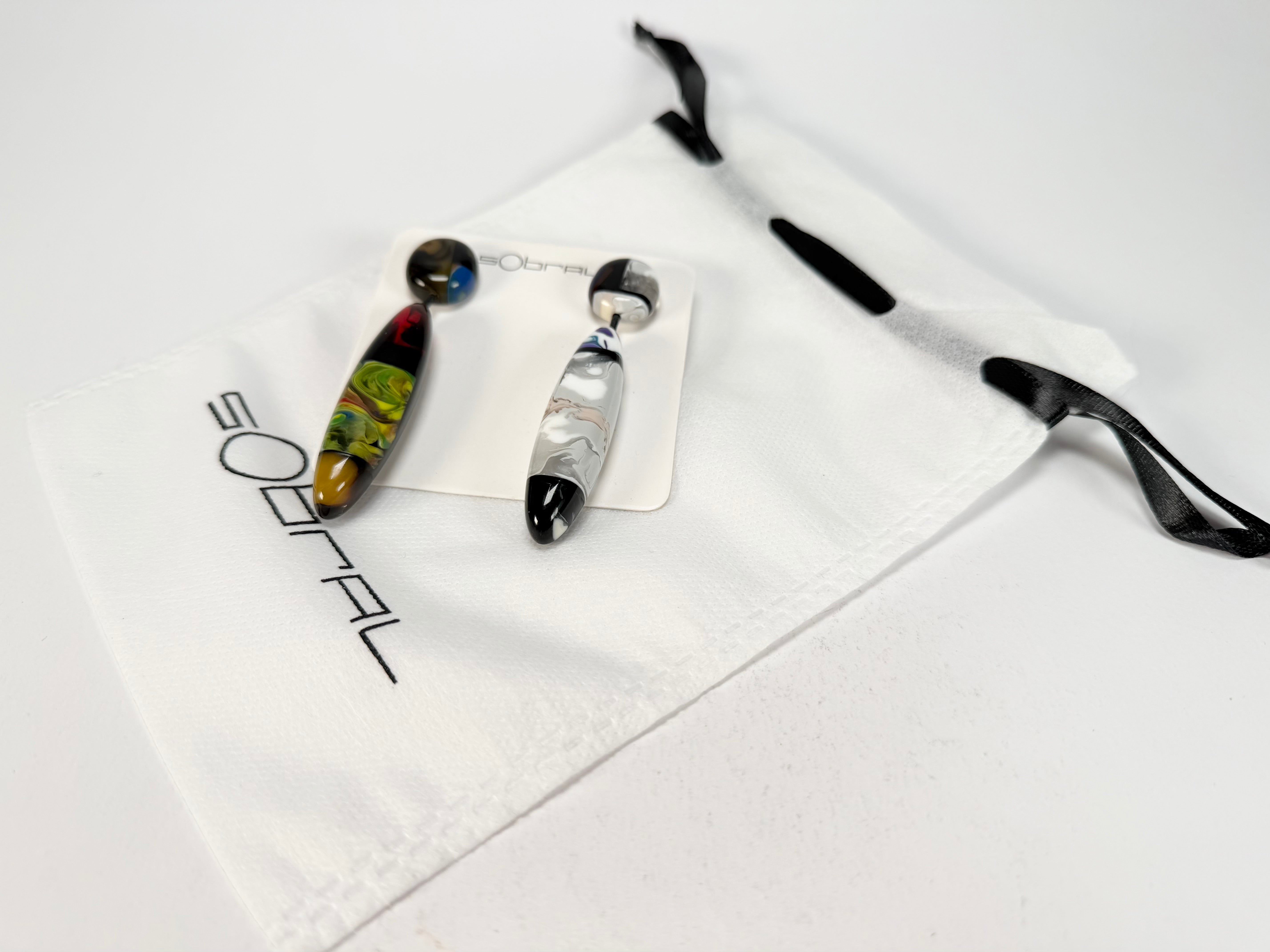 Sobral - Patchwork "Agudo" Studio Creation Resin Earrings ( 000000 )