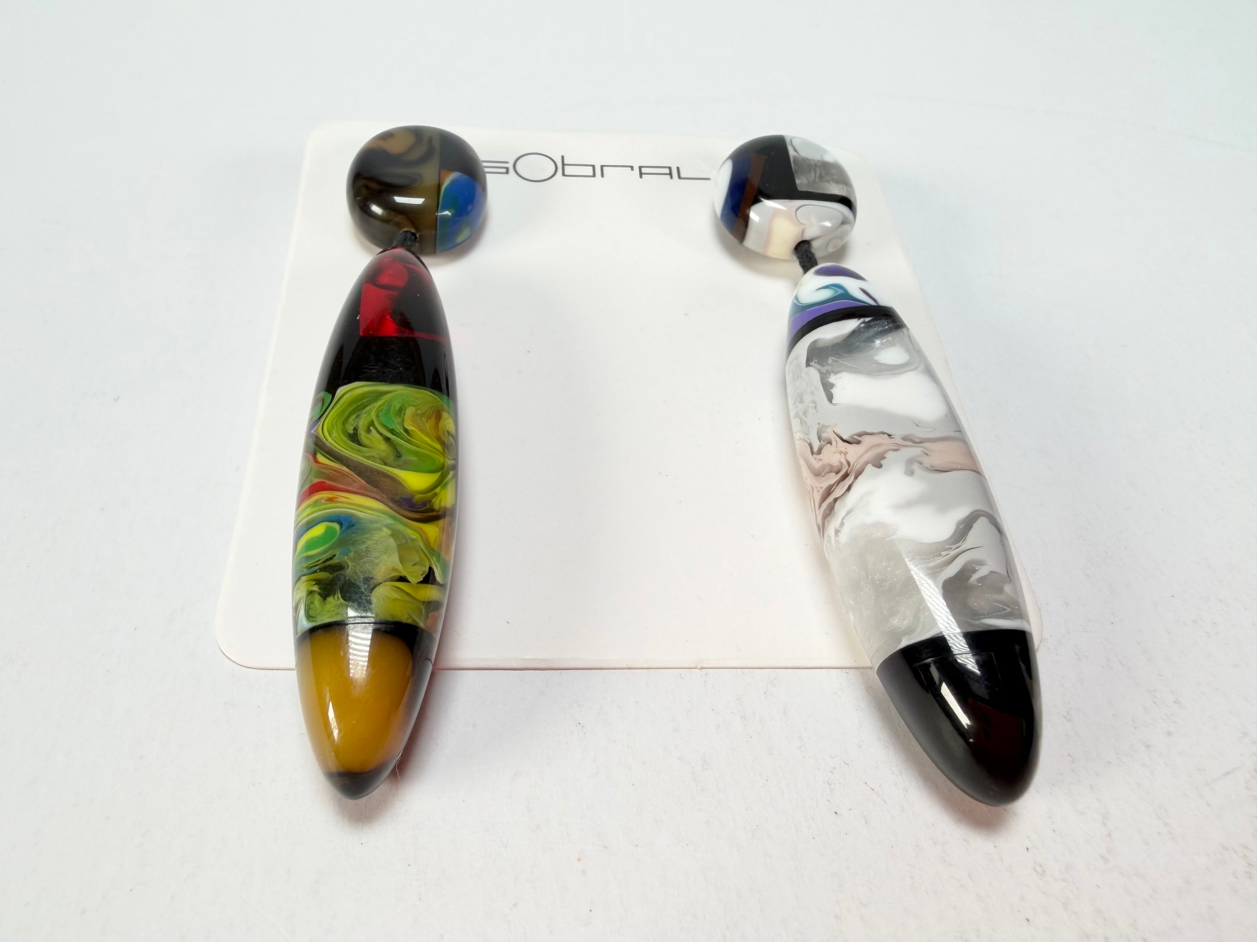 Sobral - Patchwork "Agudo" Studio Creation Resin Earrings ( 000000 )