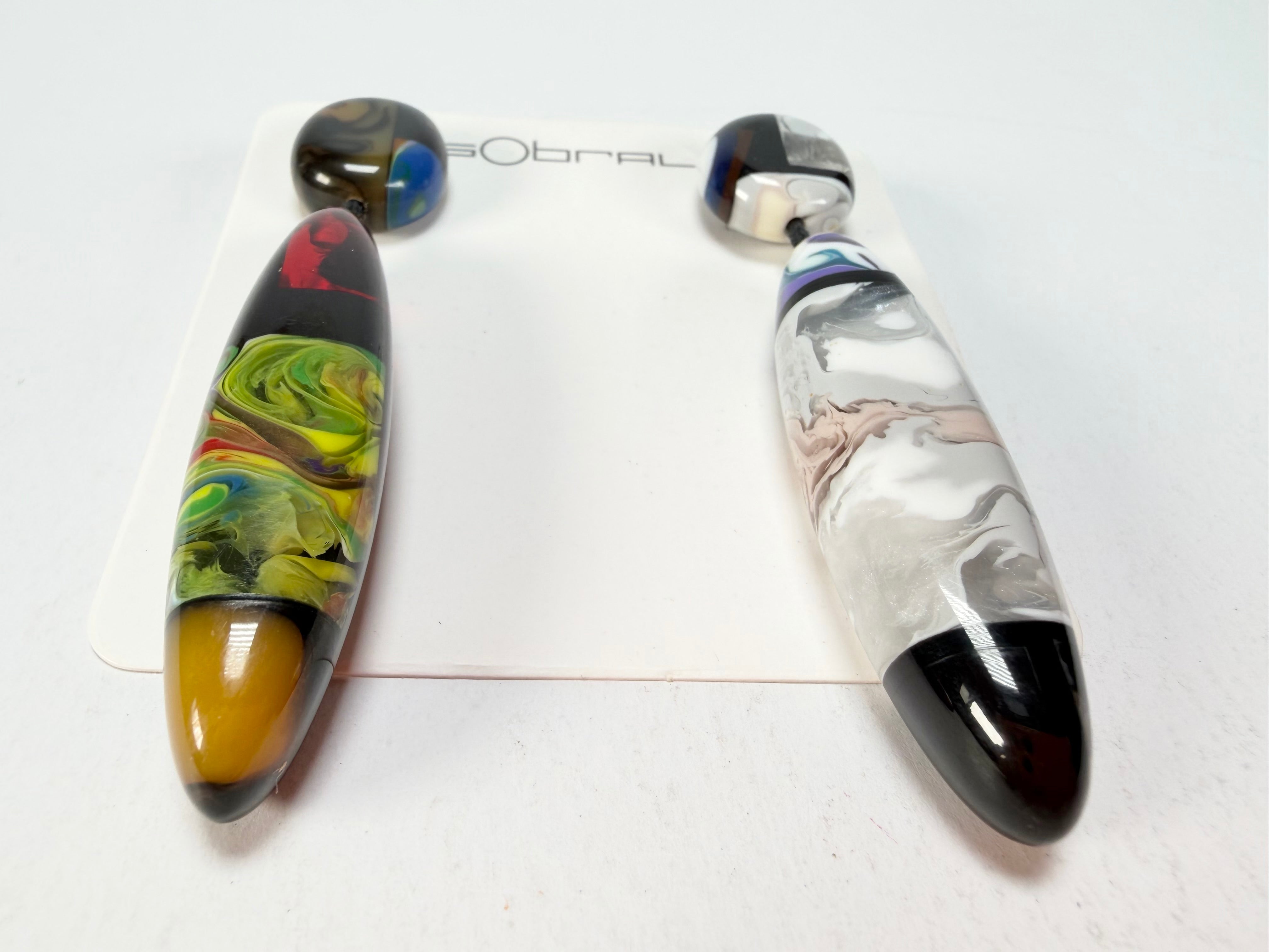 Sobral - Patchwork "Agudo" Studio Creation Resin Earrings ( 000000 )