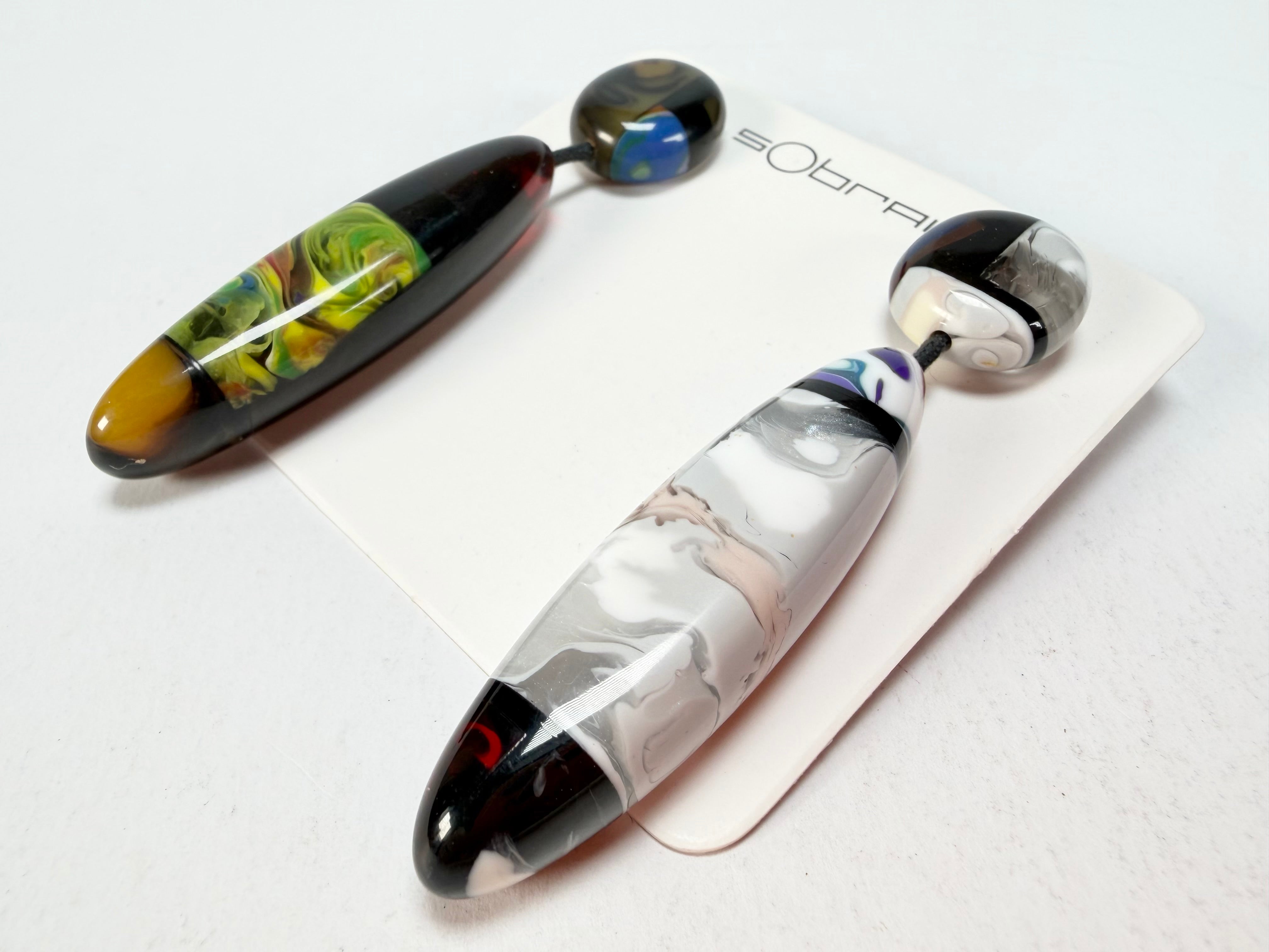 Sobral - Patchwork "Agudo" Studio Creation Resin Earrings ( 000000 )