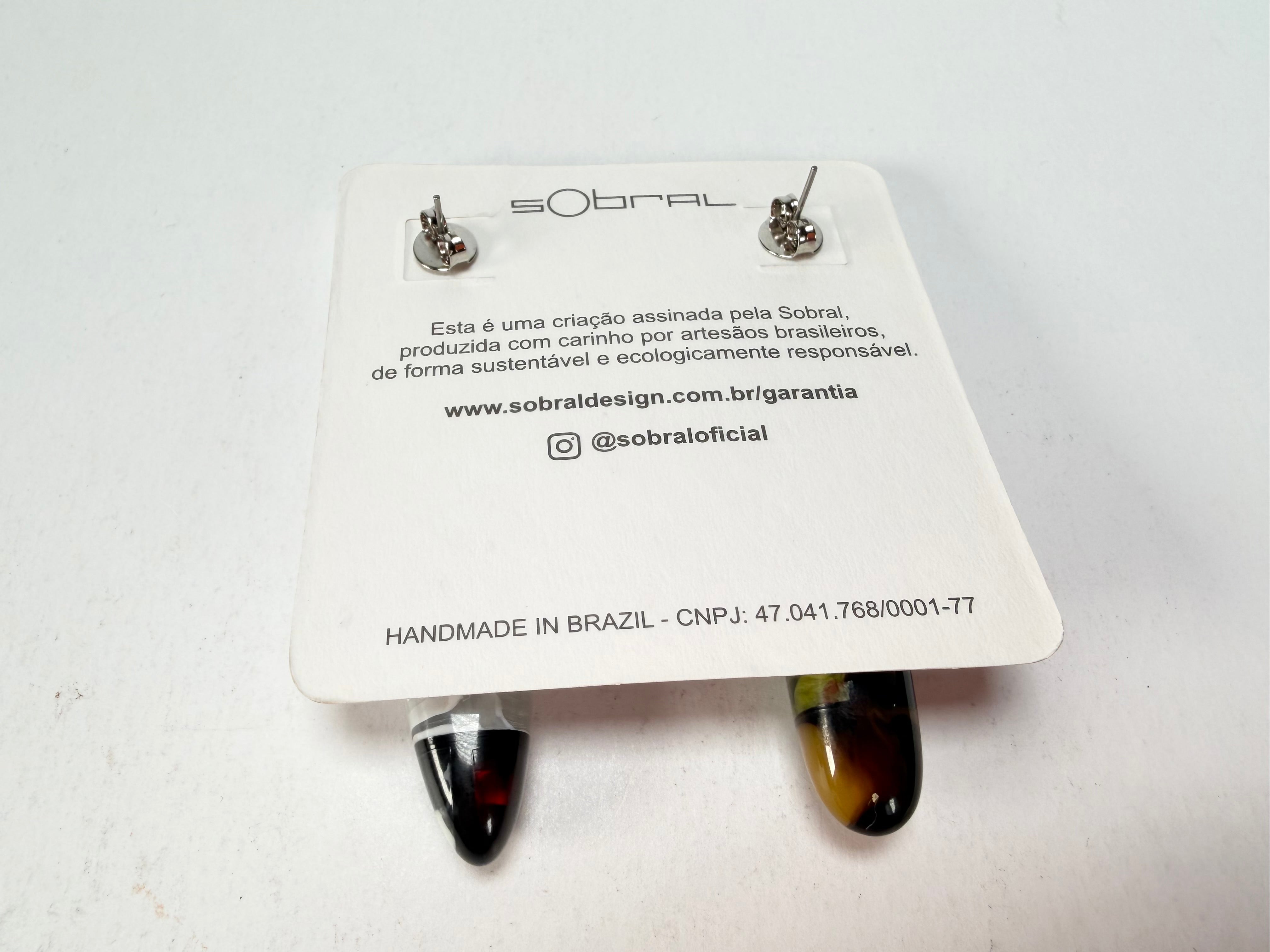 Sobral - Patchwork "Agudo" Studio Creation Resin Earrings ( 000000 )