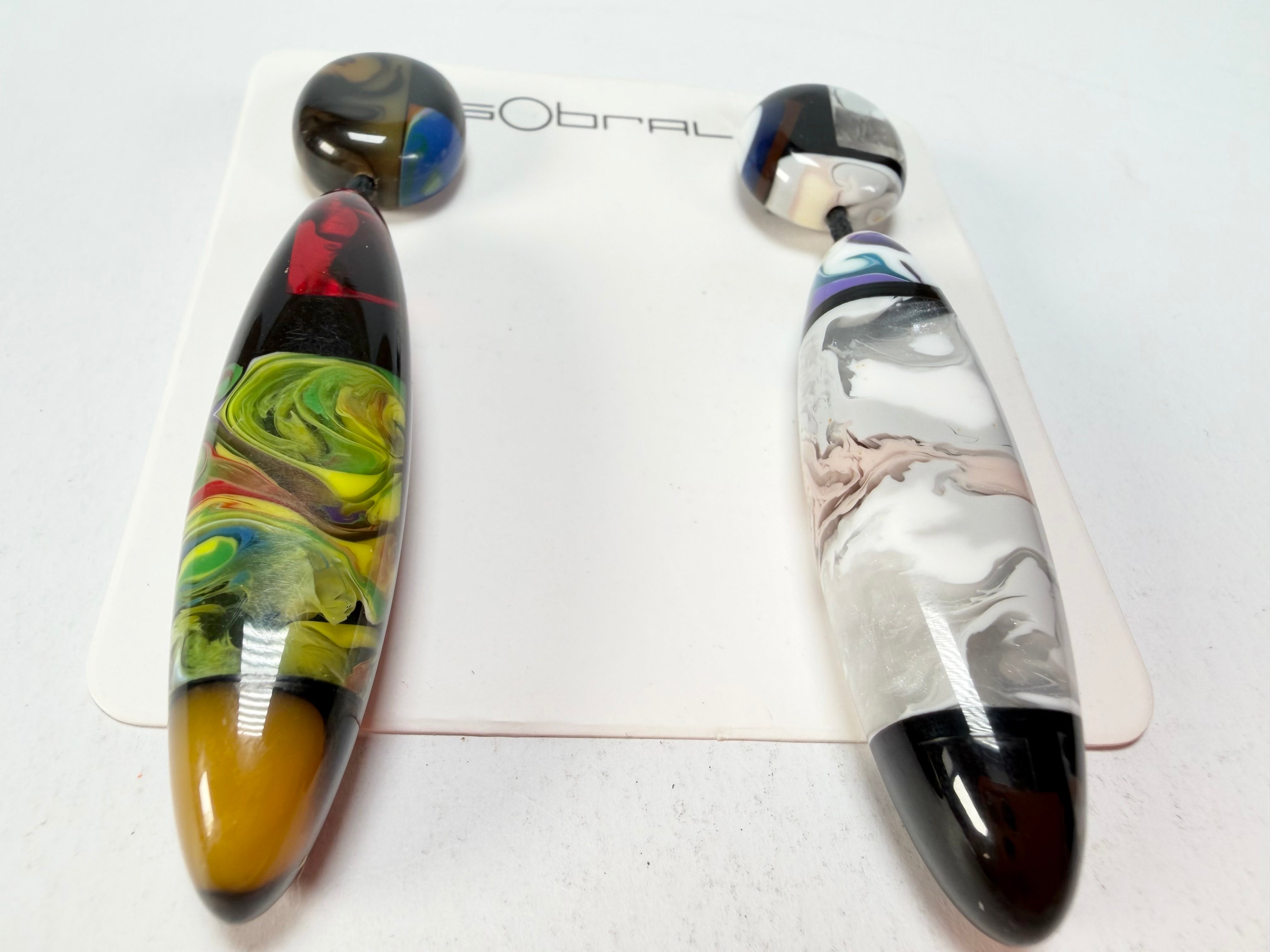 Sobral - Patchwork "Agudo" Studio Creation Resin Earrings ( 000000 )