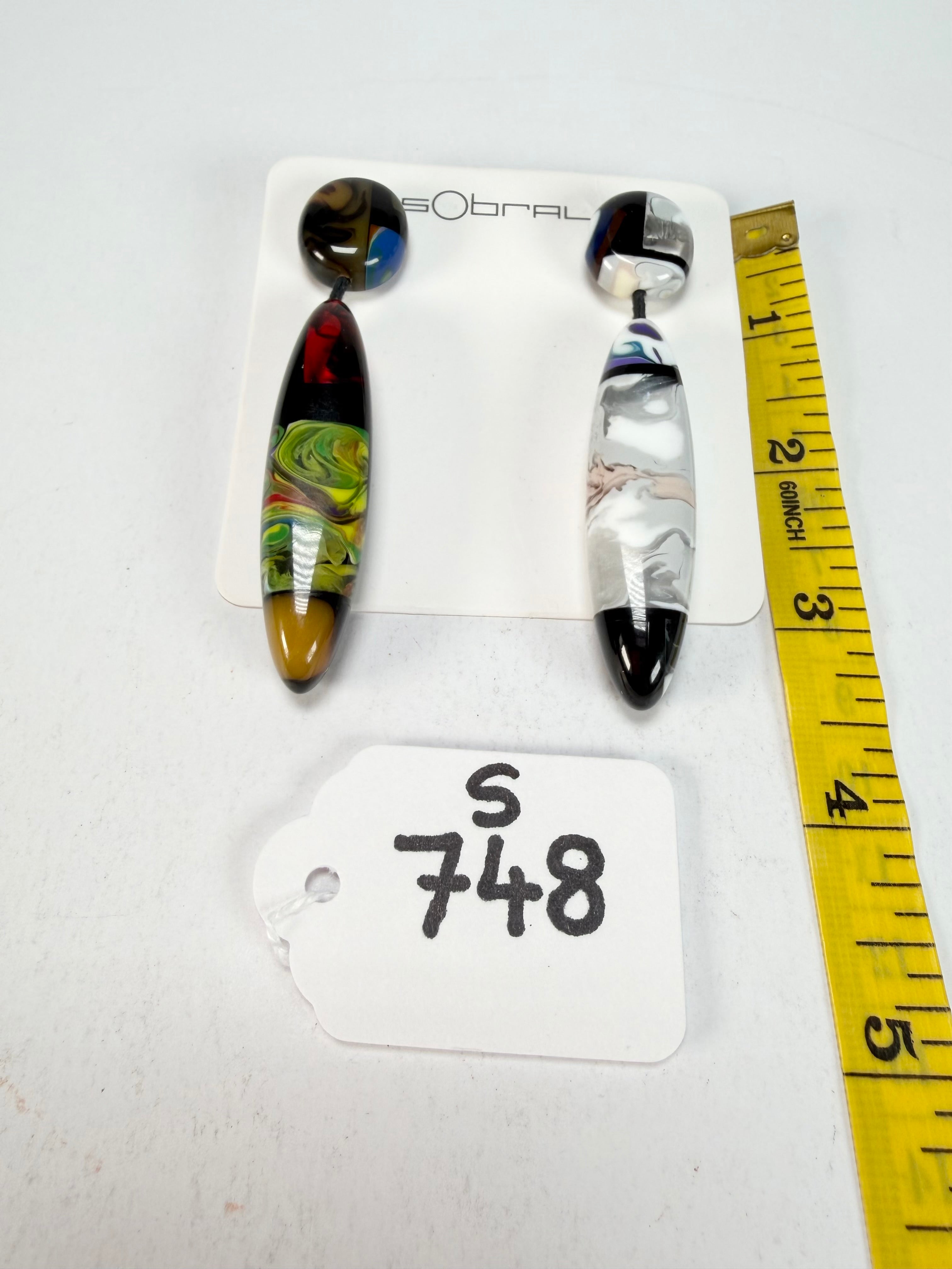 Sobral - Patchwork "Agudo" Studio Creation Resin Earrings ( 000000 )