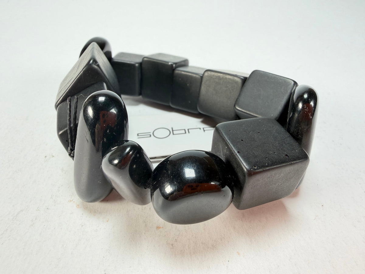 Sobral - Indiana "Noir" Black Mix Elasticated Resin Bracelet ( 000210 )