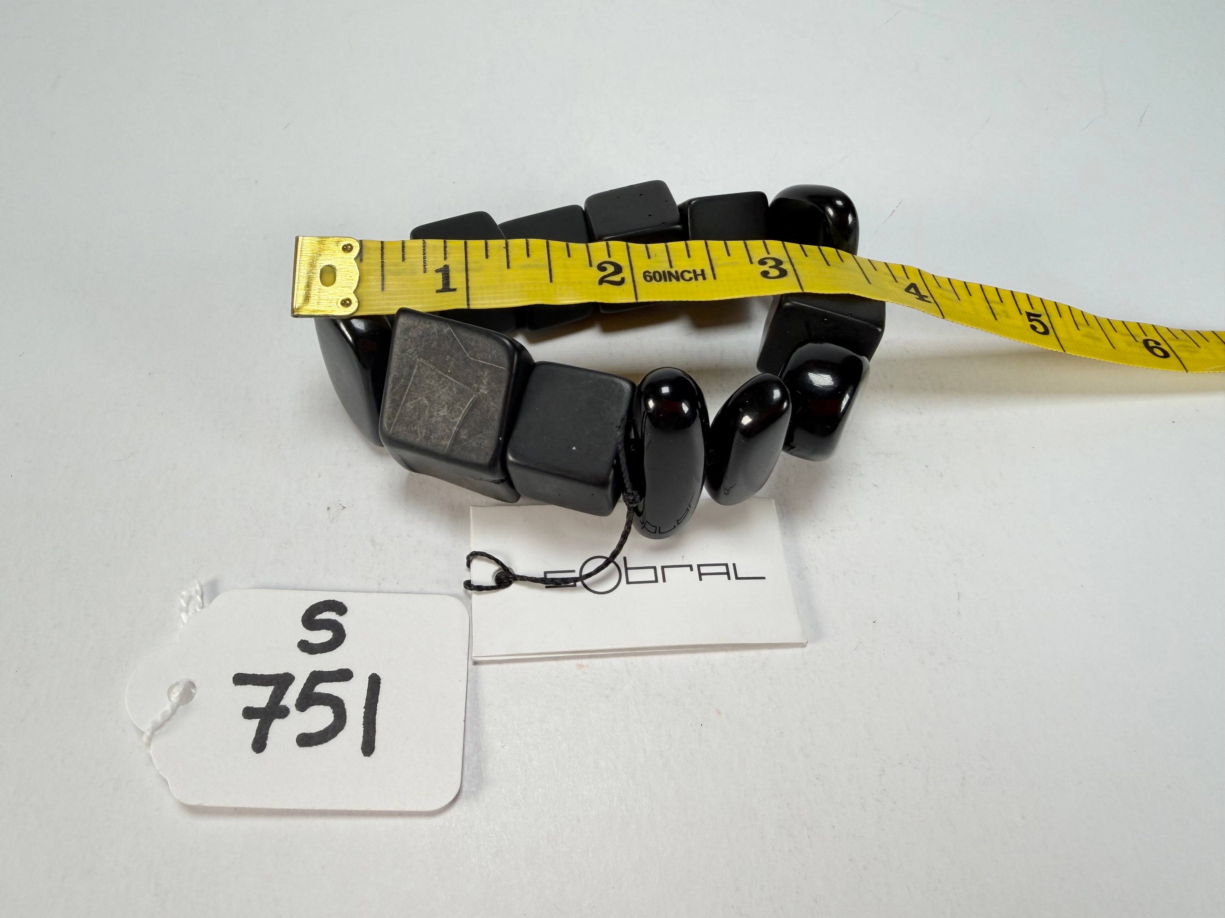 Sobral - Indiana "Noir" Black Mix Elasticated Resin Bracelet ( 000210 )