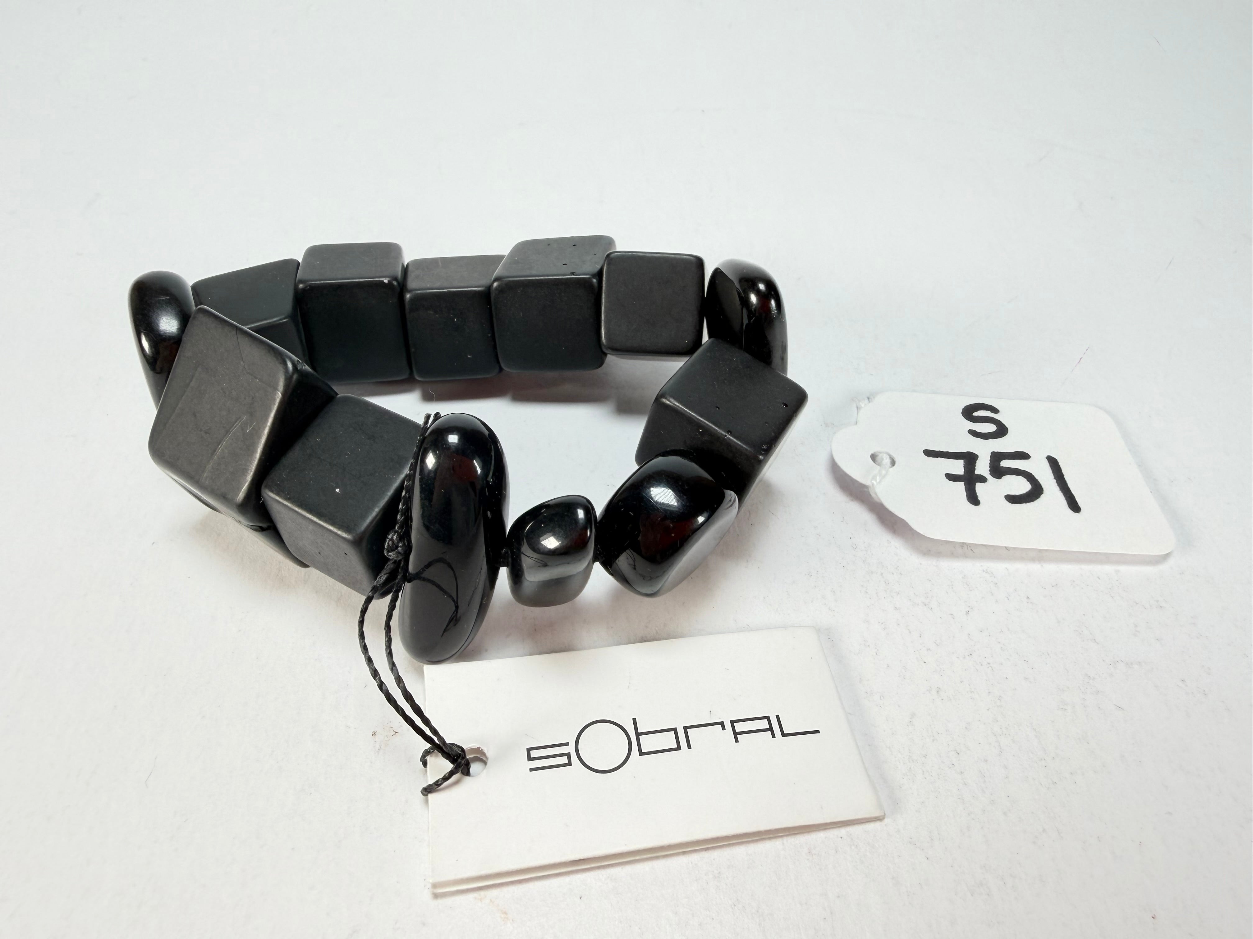 Sobral - Indiana "Noir" Black Mix Elasticated Resin Bracelet ( 000210 )