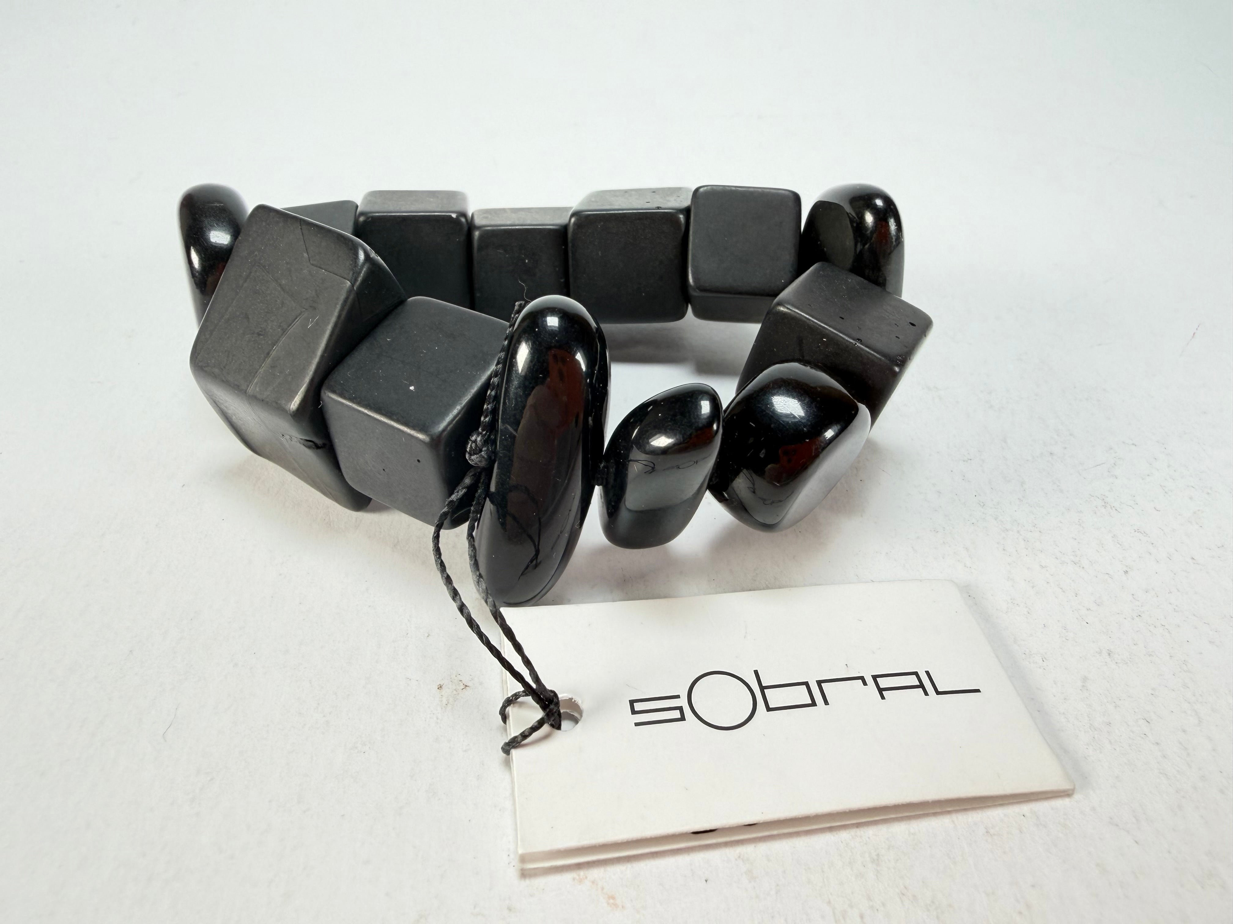 Sobral - Indiana "Noir" Black Mix Elasticated Resin Bracelet ( 000210 )