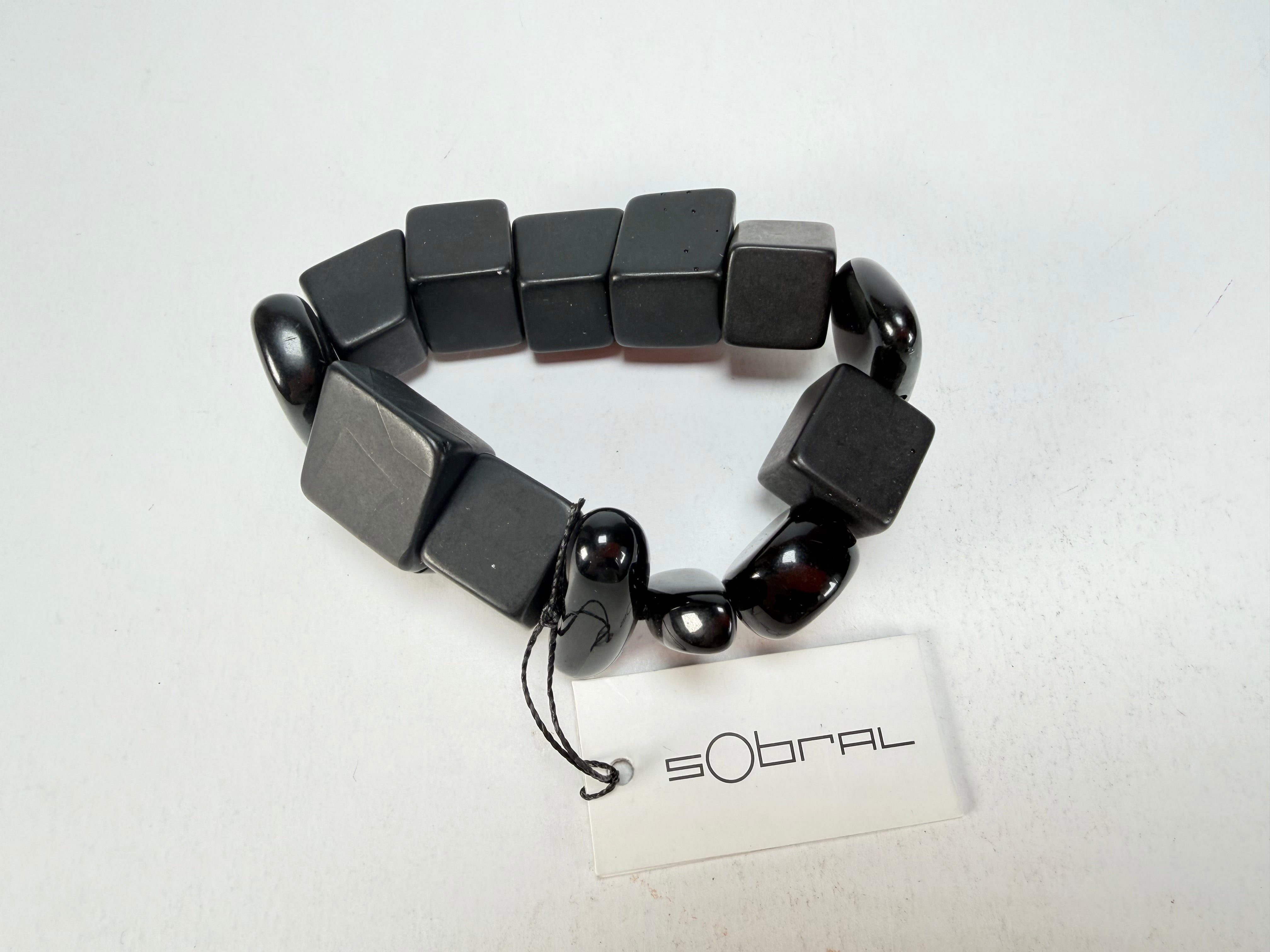 Sobral - Indiana "Noir" Black Mix Elasticated Resin Bracelet ( 000210 )
