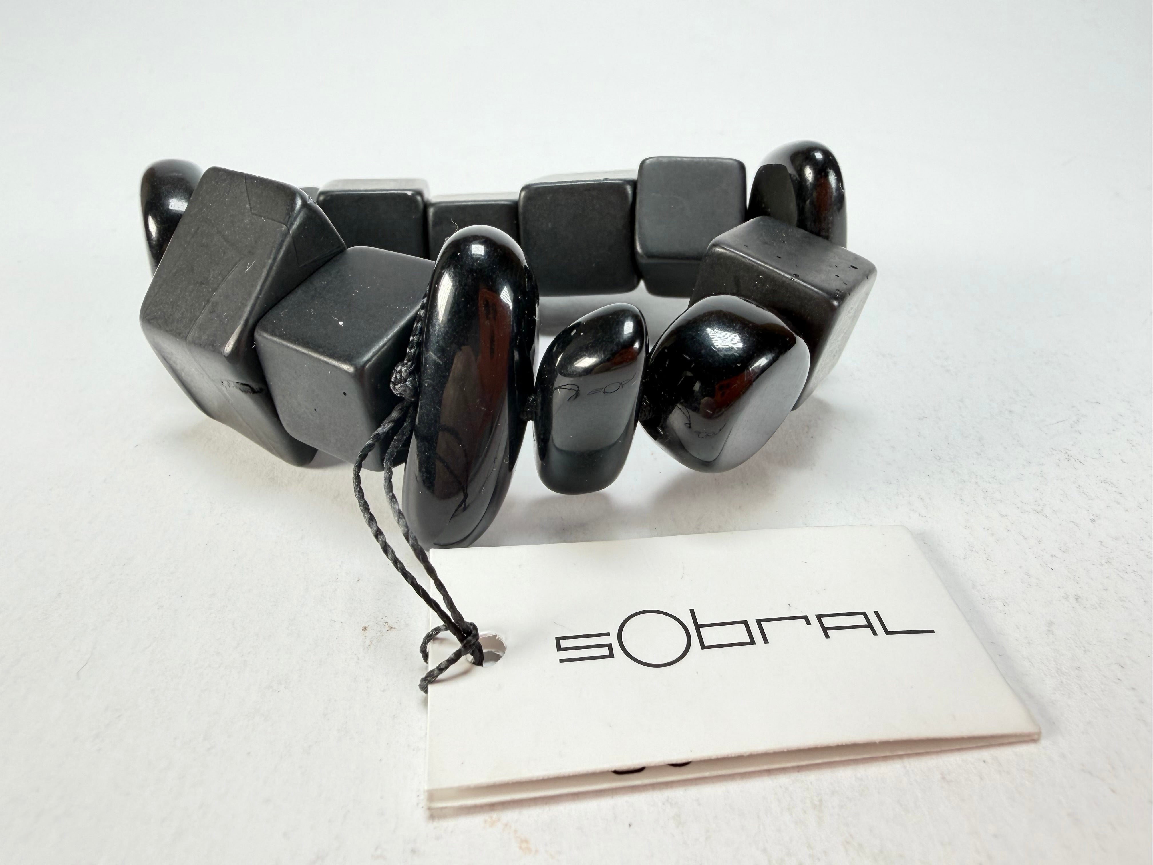 Sobral - Indiana "Noir" Black Mix Elasticated Resin Bracelet ( 000210 )