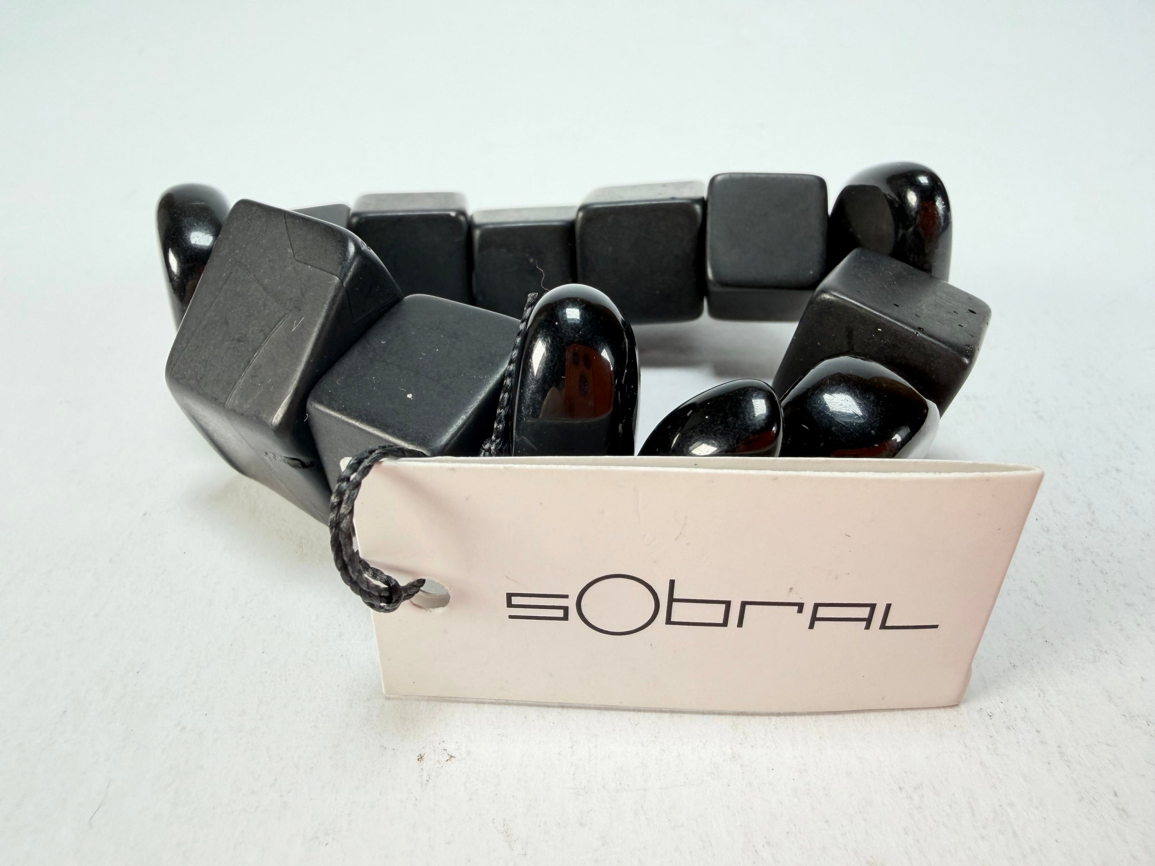 Sobral - Indiana "Noir" Black Mix Elasticated Resin Bracelet ( 000210 )